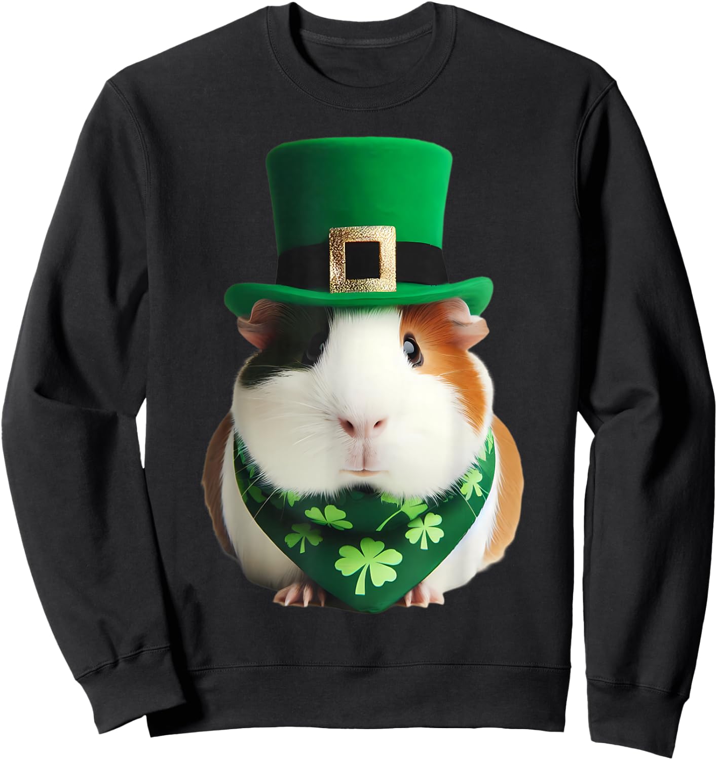 St Patrick's Day Guinea Pig Pet Owner Lover Cute Irish Green Sweatshirt - Sweatshirt | Black