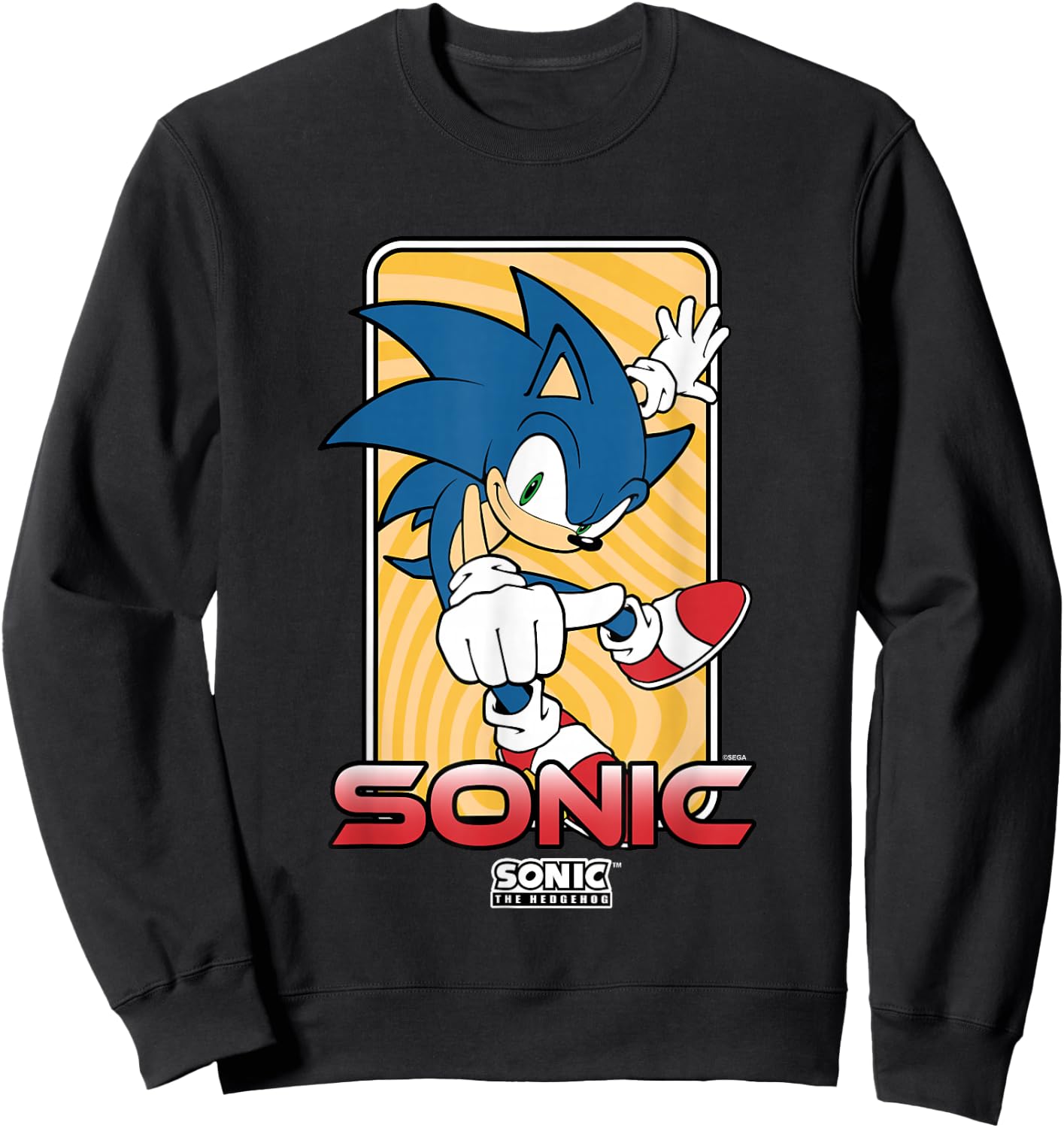 Sonic The Hedgehog Thumbs Up Wavy Portrait Sweatshirt - Sweatshirt | Black