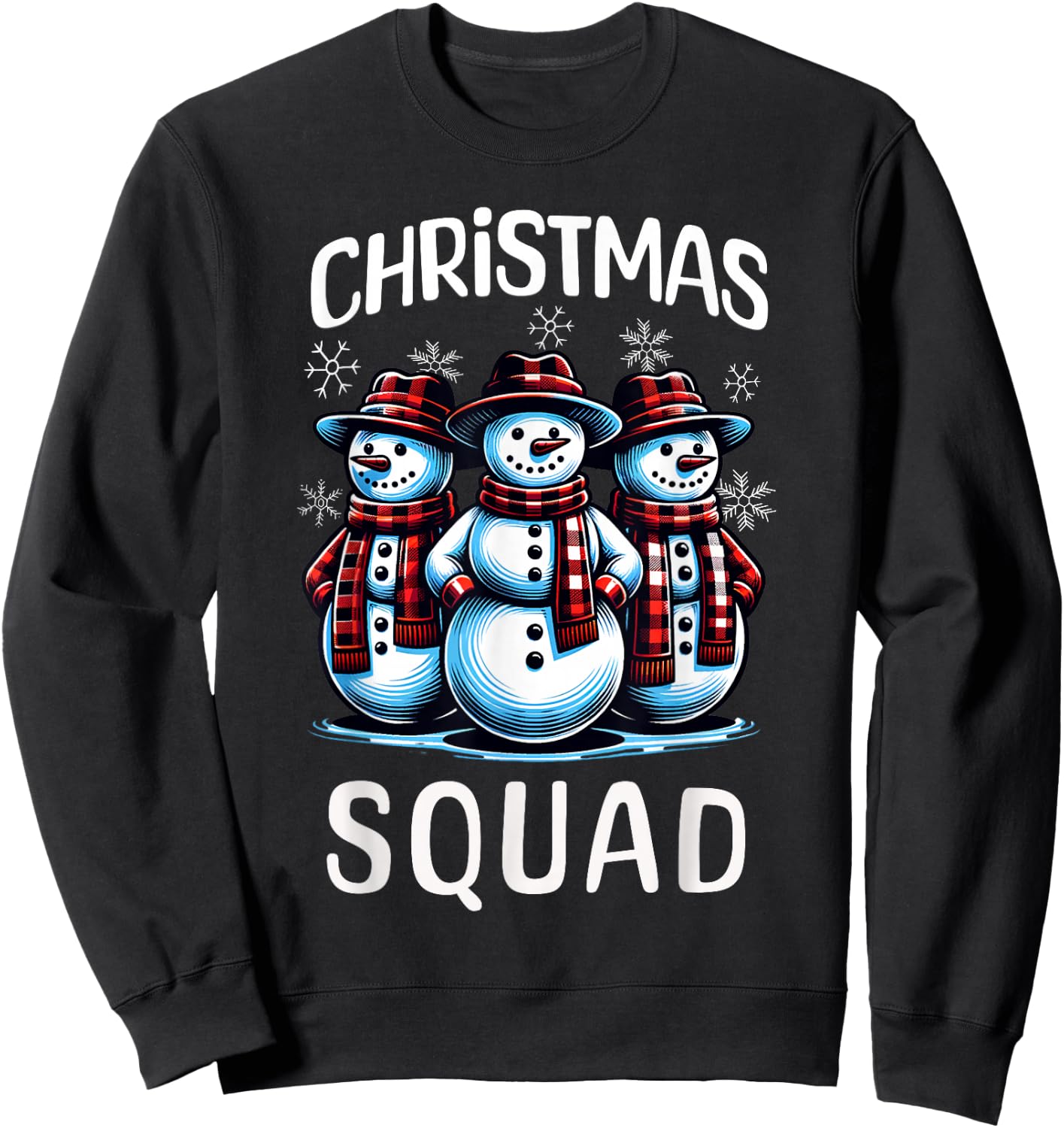 Snowman Family Group Matching Christmas Squad Sweatshirt - Sweatshirt | Black
