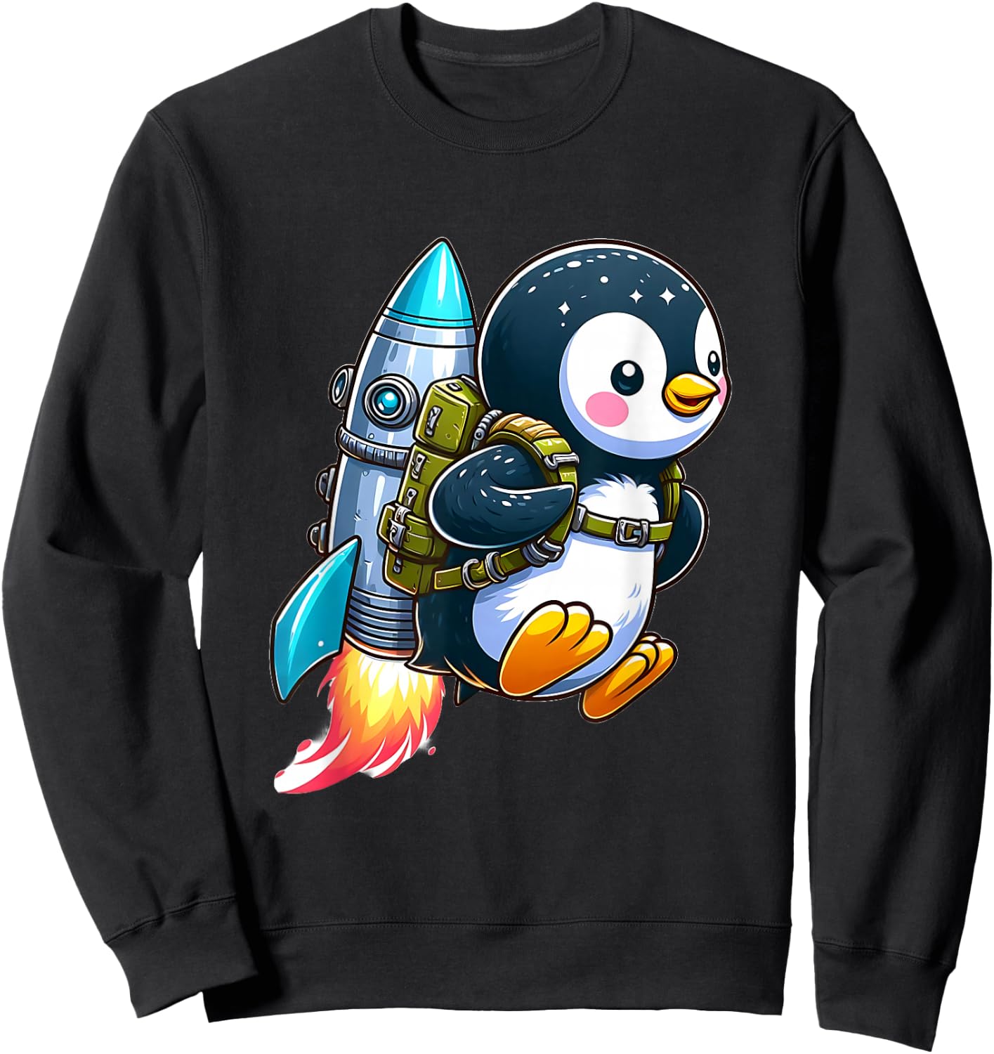 Flying Penguin with Jetpack Sweatshirt - Sweatshirt | Black
