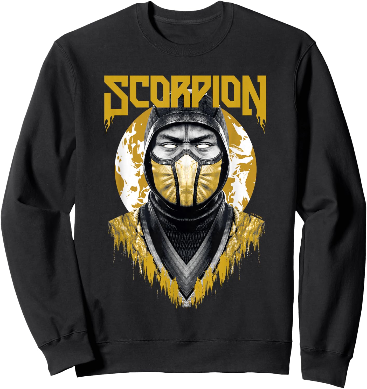 Mortal Kombat Klassic Scorpion Big Face Bust Portrait Logo Sweatshirt - Sweatshirt | Black