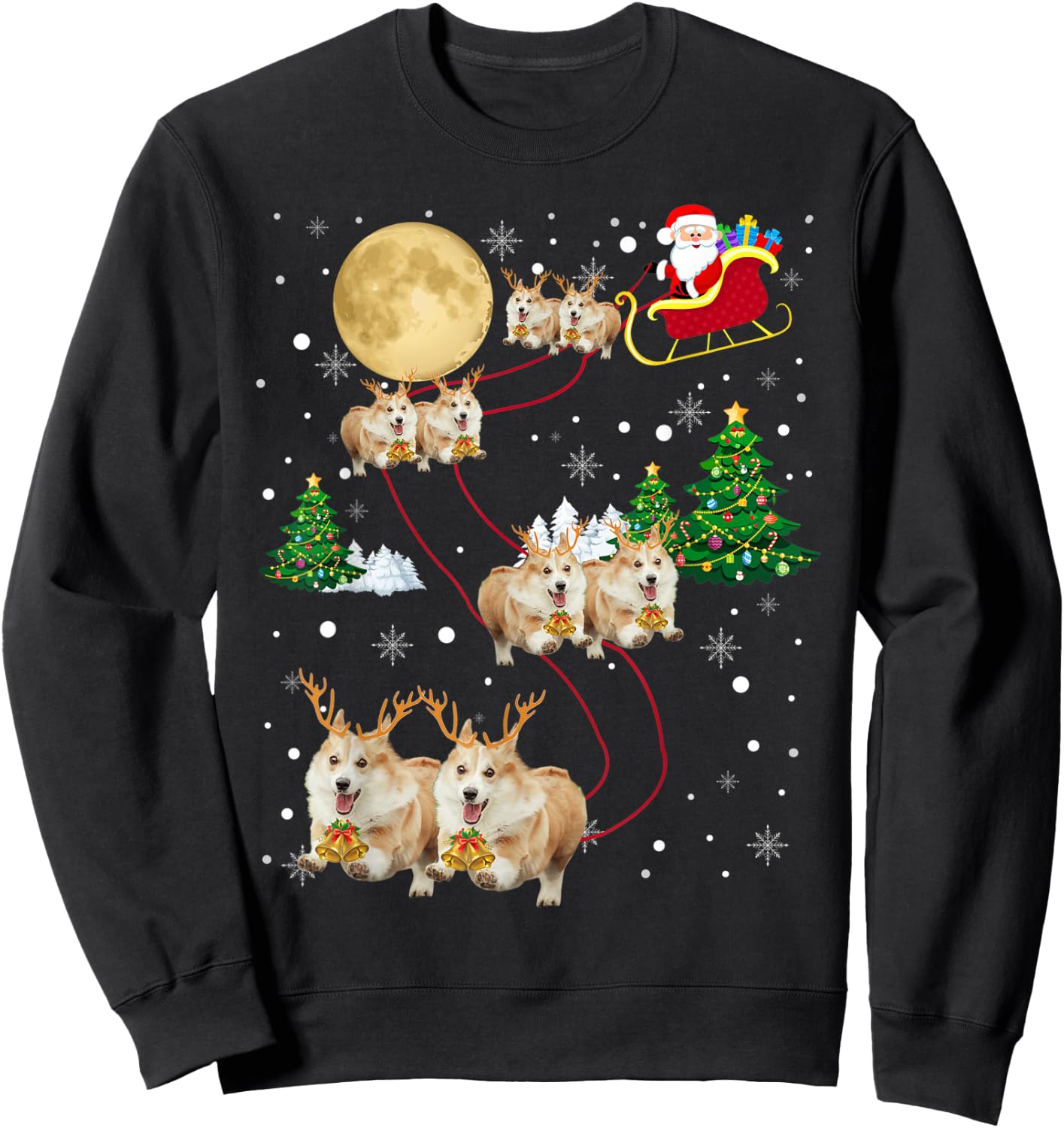 Corgi Dogs Tree Christmas Sweater Xmas Gifts For Pet Dog Women Kids Sweatshirt - Sweatshirt | Black