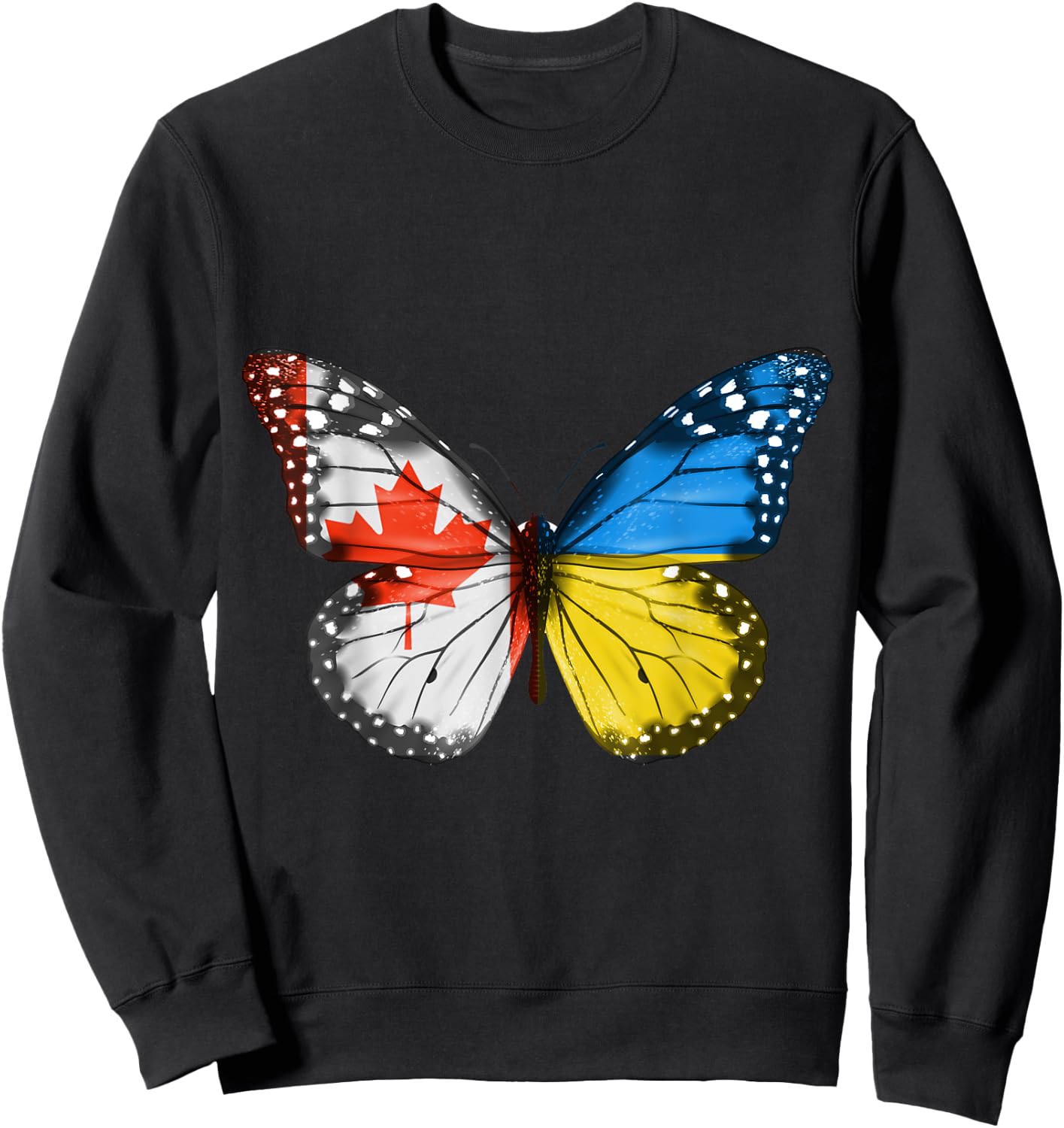 Canadian Ukrainian Flag Butterfly Canada Ukraine Sweatshirt - Sweatshirt | Black
