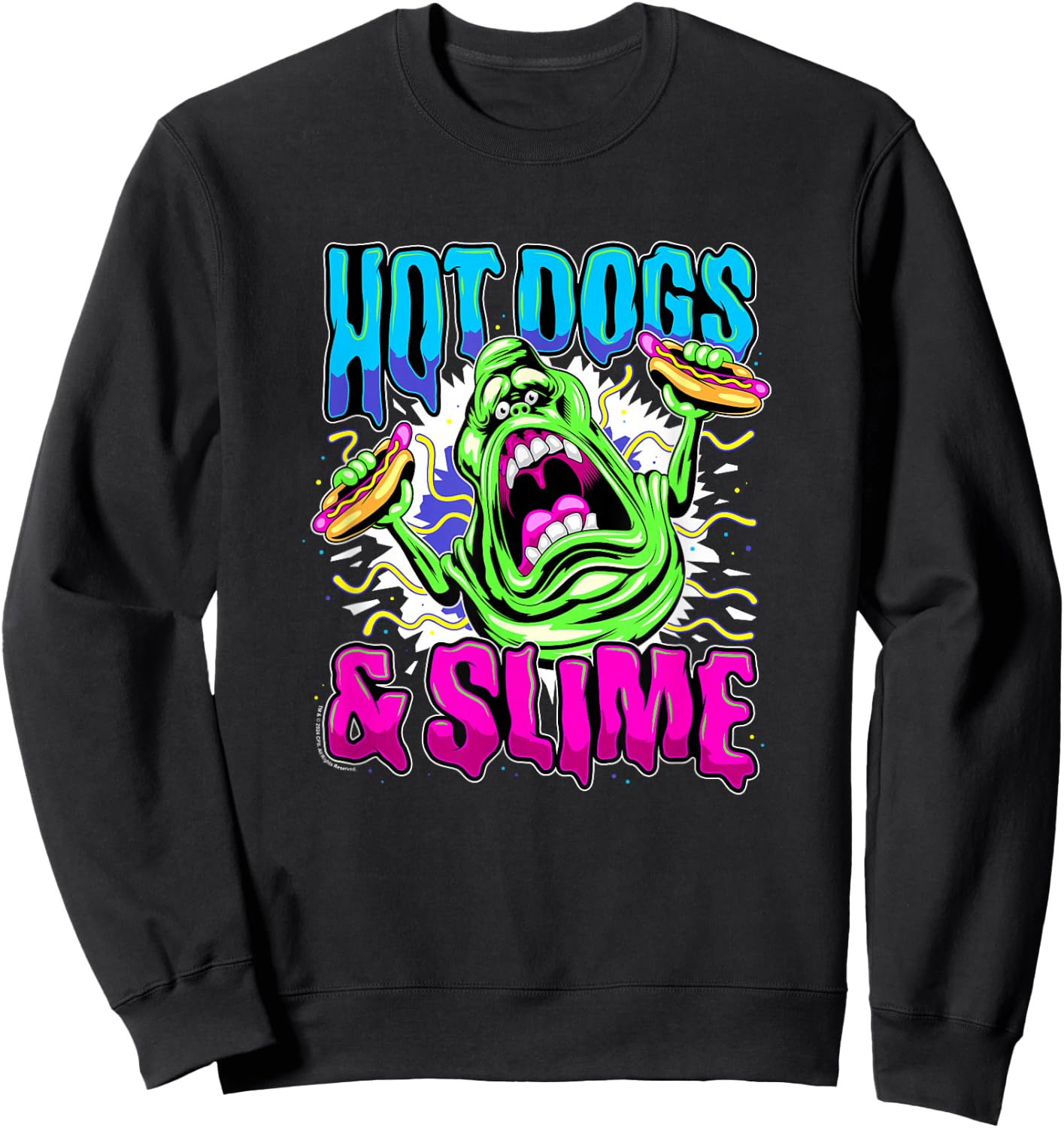 Ghostbusters Vintage Slimer Retro Hot Dogs & Slime Logo - Erwachsene und Kinder - Schwarz - S Sweatshirt - Sweatshirt | Black