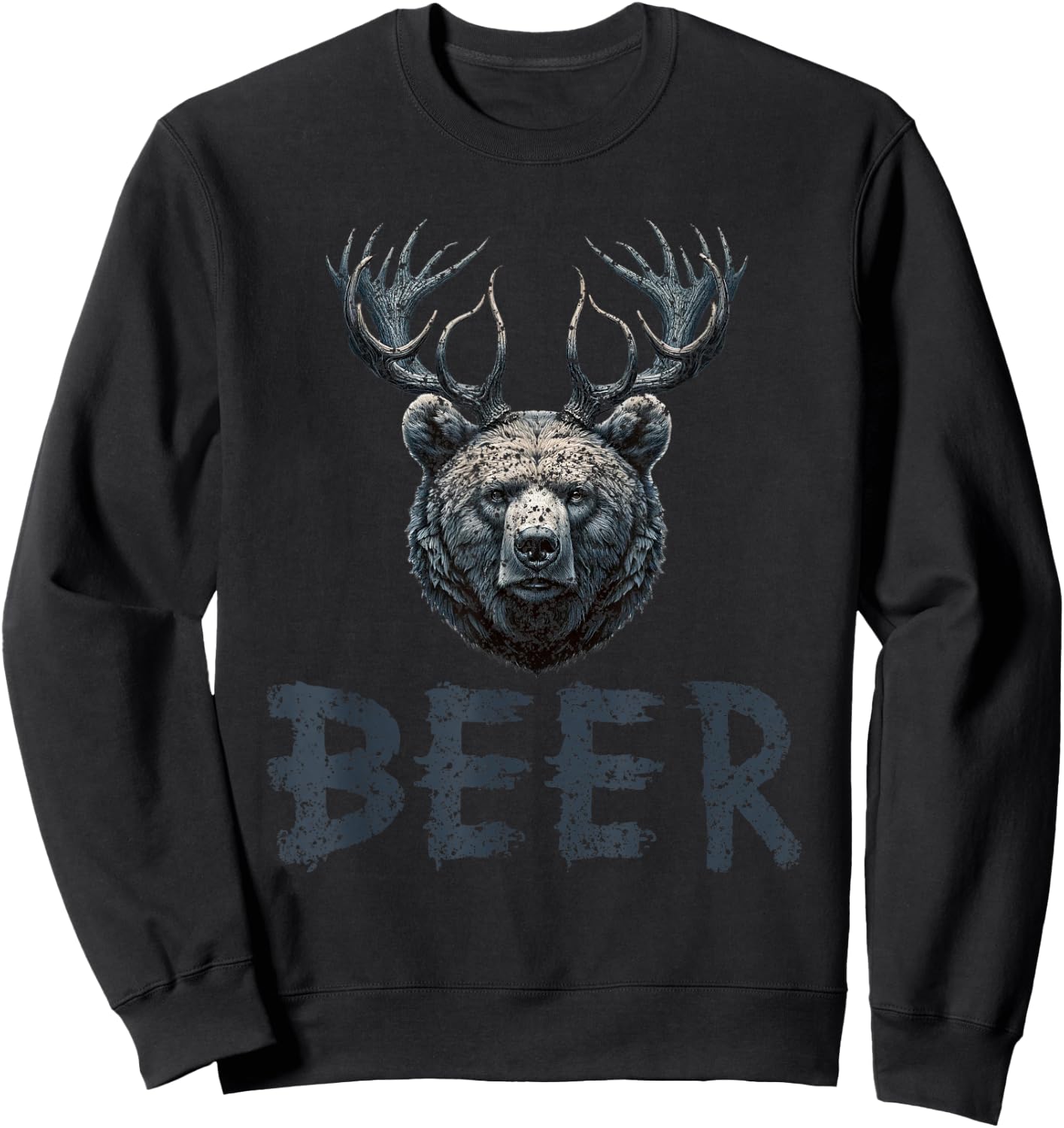 Beer Bear With Antlers Deer Bear Grizzly Beer Sweatshirt - Sweatshirt | Black