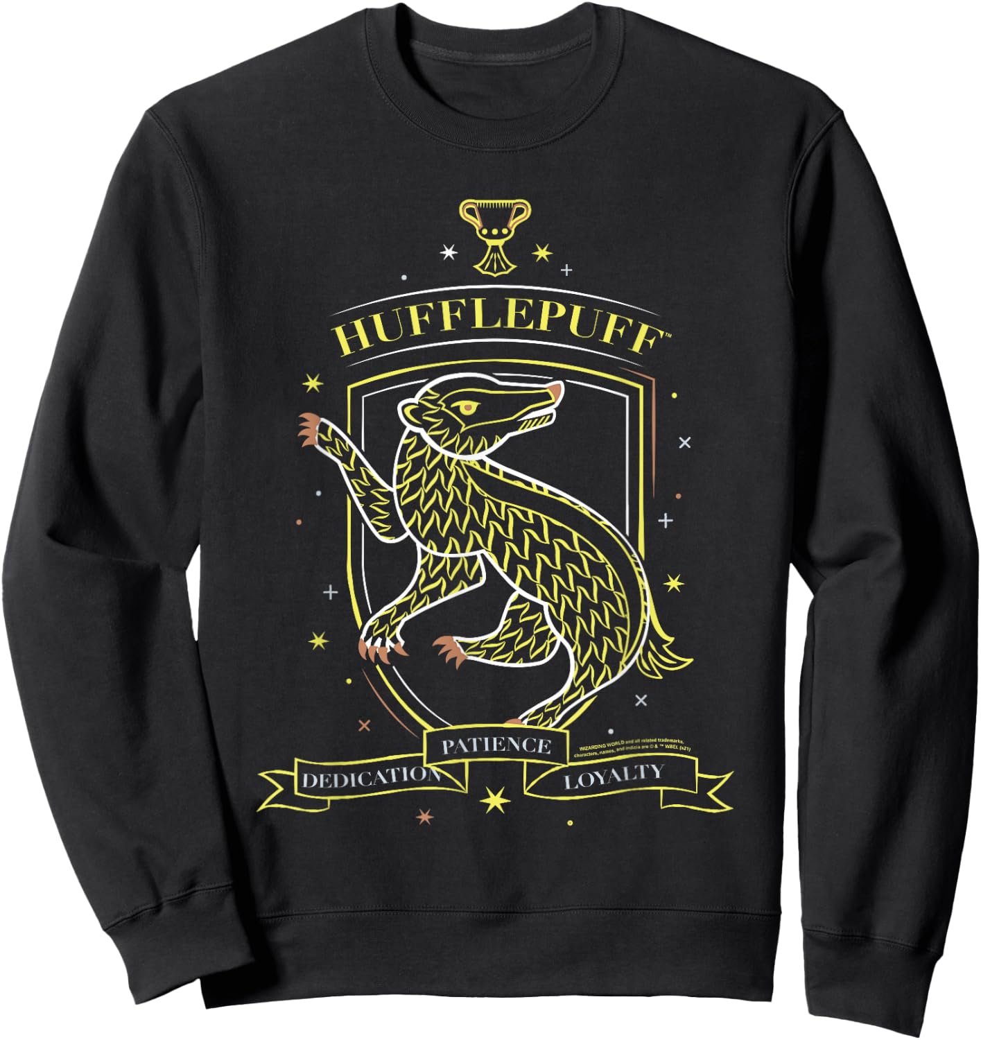 Harry Potter Hand Drawn Hufflepuff Shield Sweatshirt - Sweatshirt | Black
