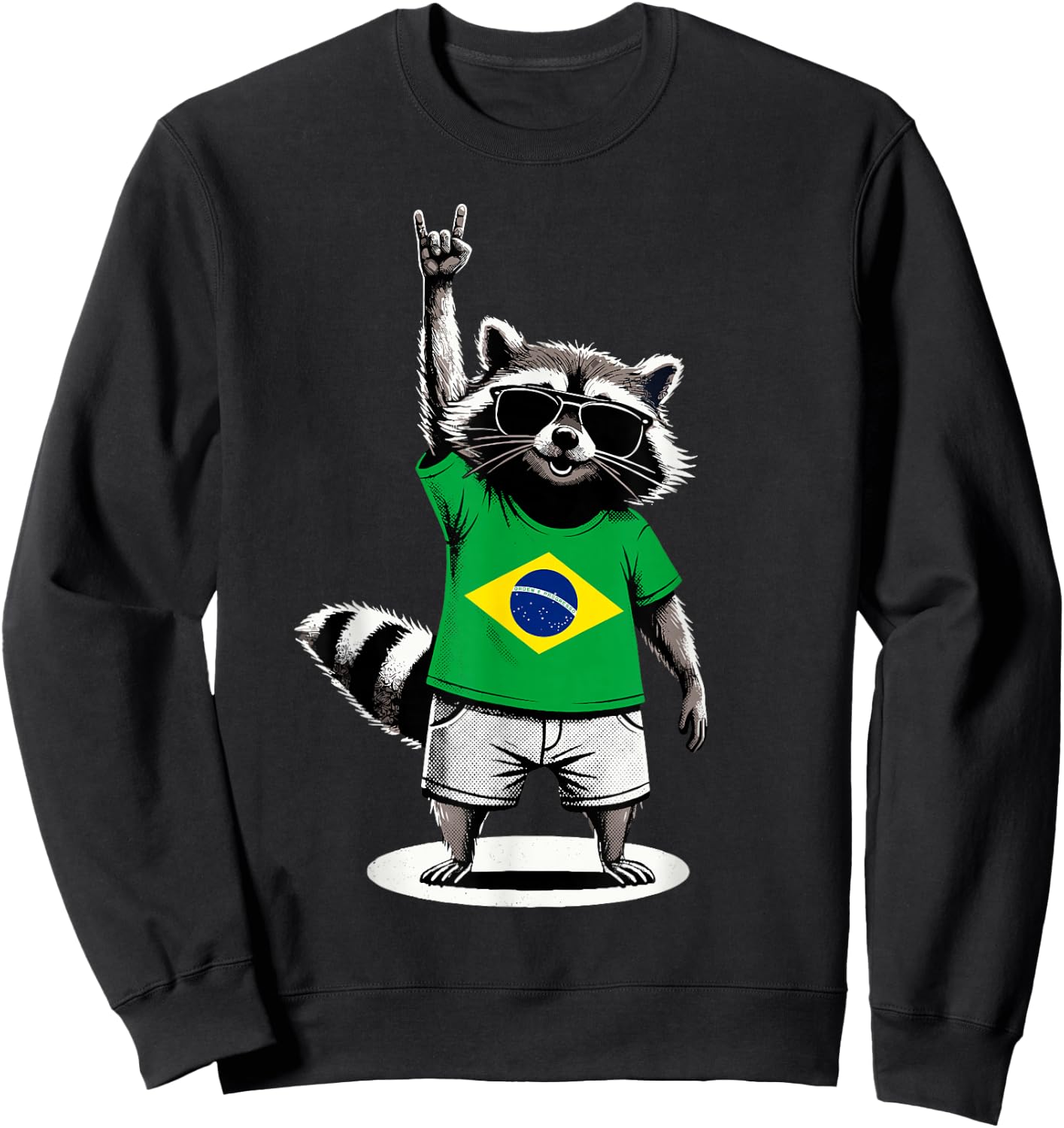 Brasilianische Flagge Waschbär Lustig Brasilien Sweatshirt - Sweatshirt | Black
