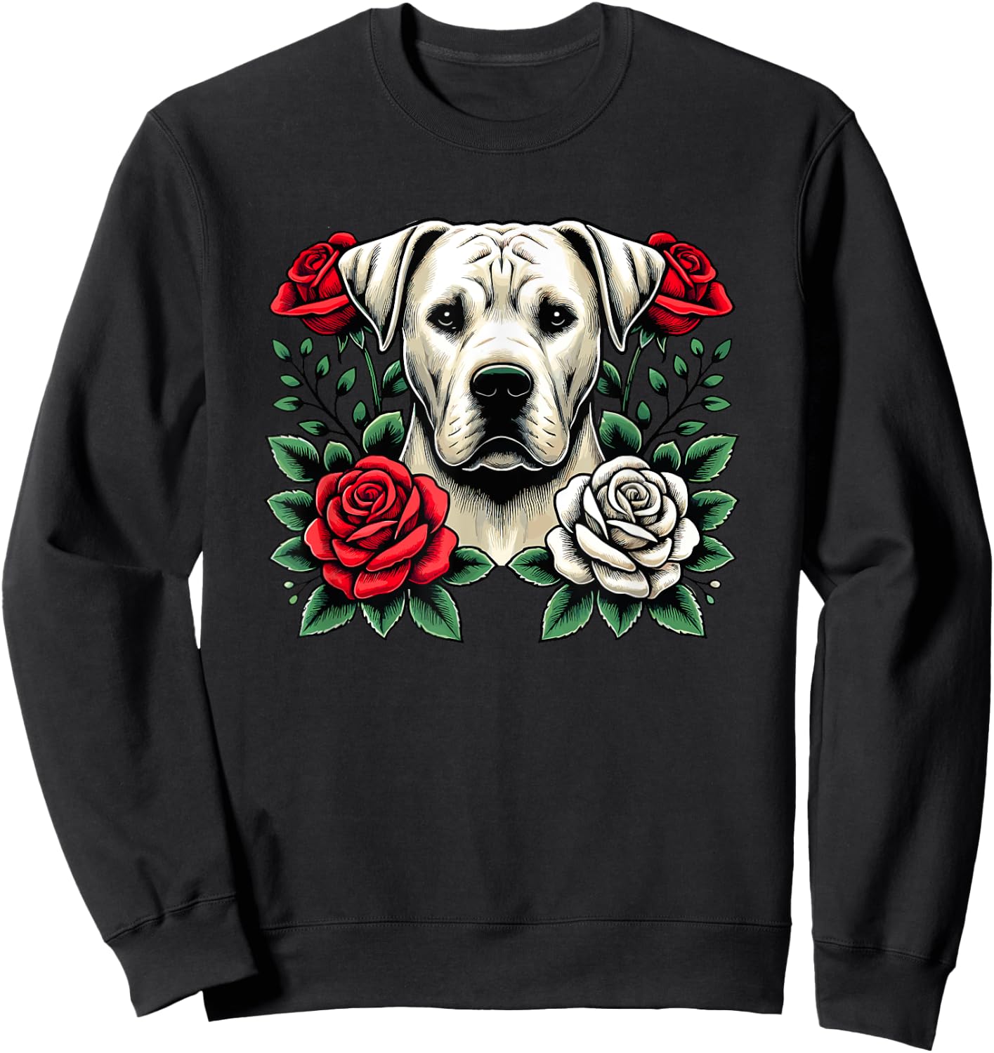 Roses Flowers Dogo Argentino Sweatshirt - Sweatshirt | Black