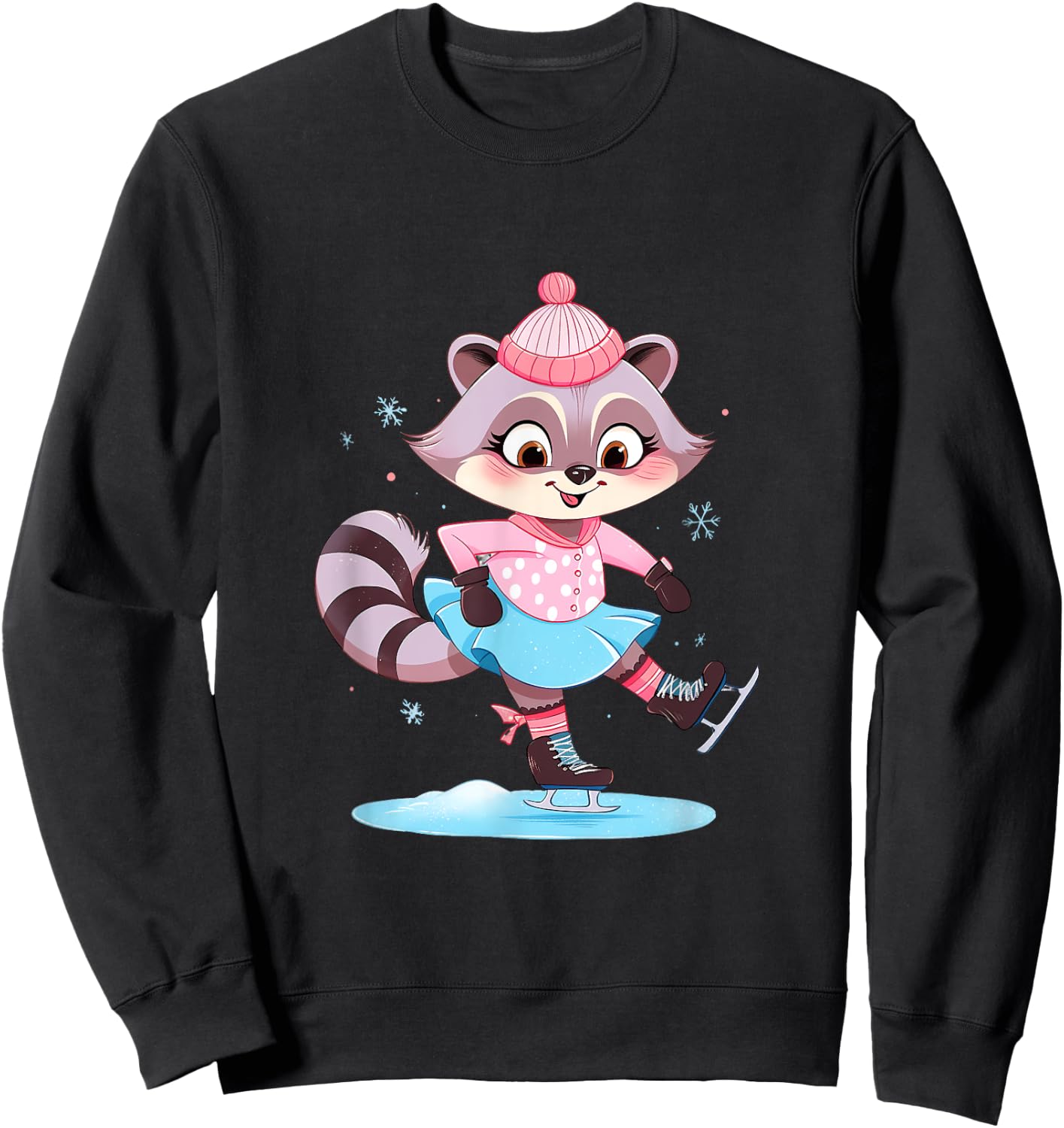 Raccoon Ice Skating Figure Skater Ice Skates Sweatshirt - Sweatshirt | Black