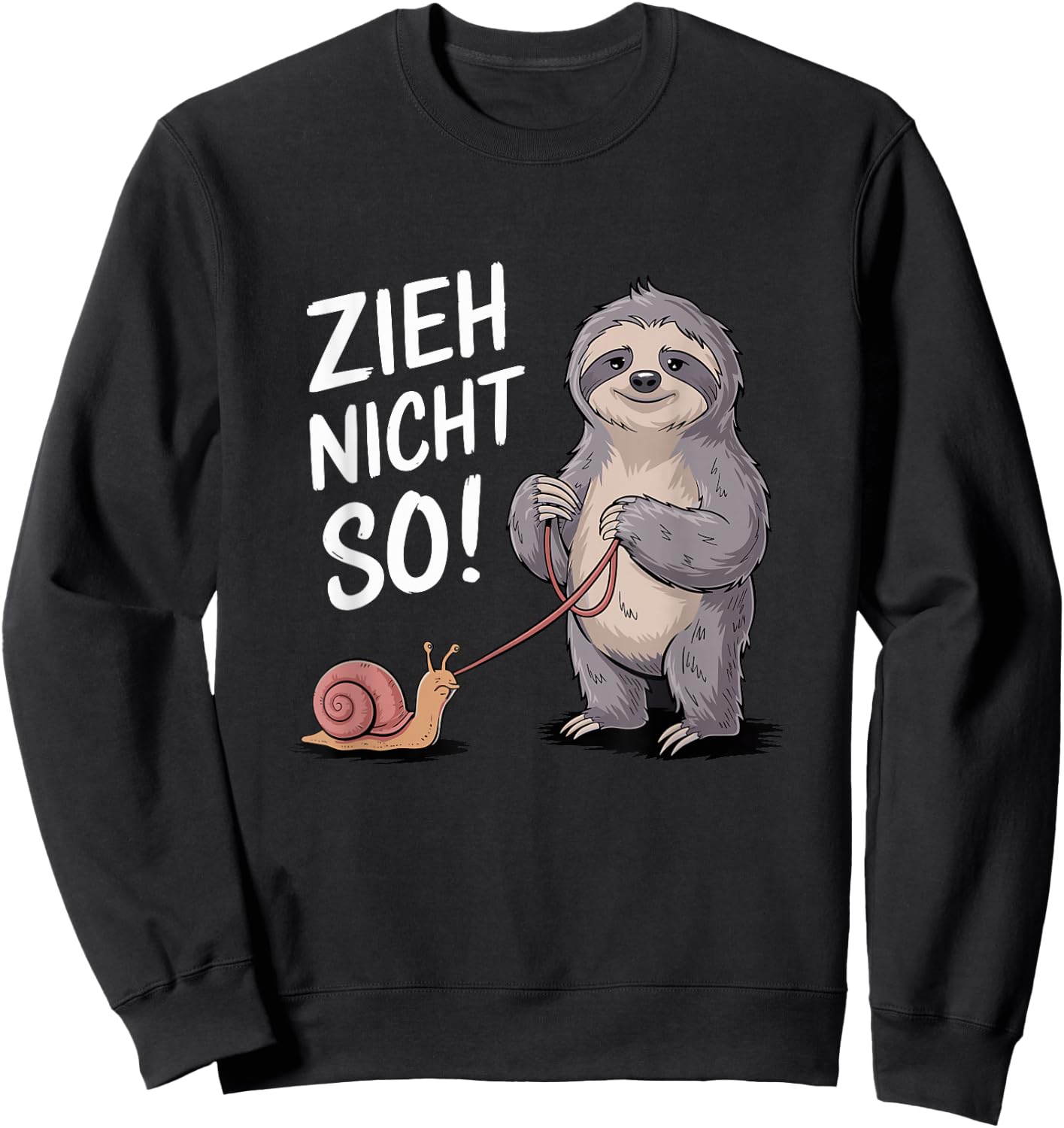 Zieh Nicht So Funny Snails Sloth Motif Sweatshirt - Sweatshirt | Black