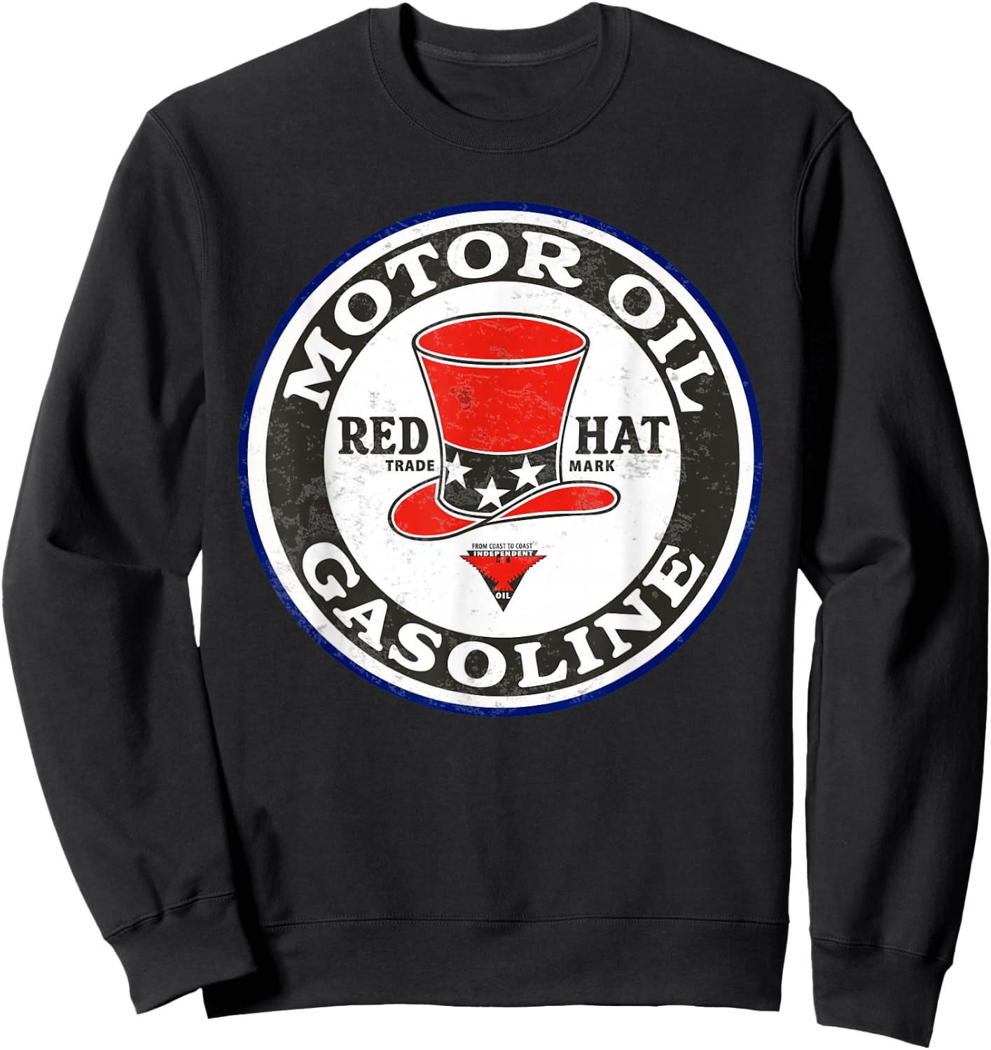 Retro Vintage Gas Station Red Hat Motor Oil Car Bike Garage Sweatshirt - Sweatshirt | Black