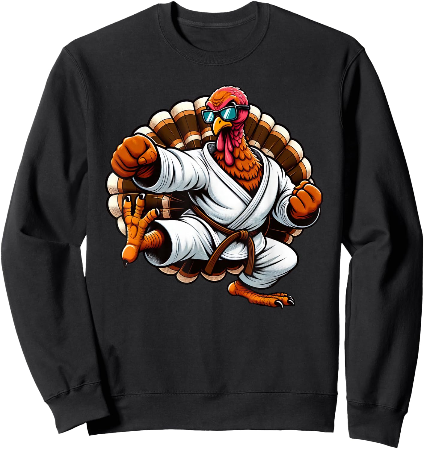 Funny Turkey Thanksgiving Karate Judo Martial Arts Kids Sweatshirt - Sweatshirt | Black