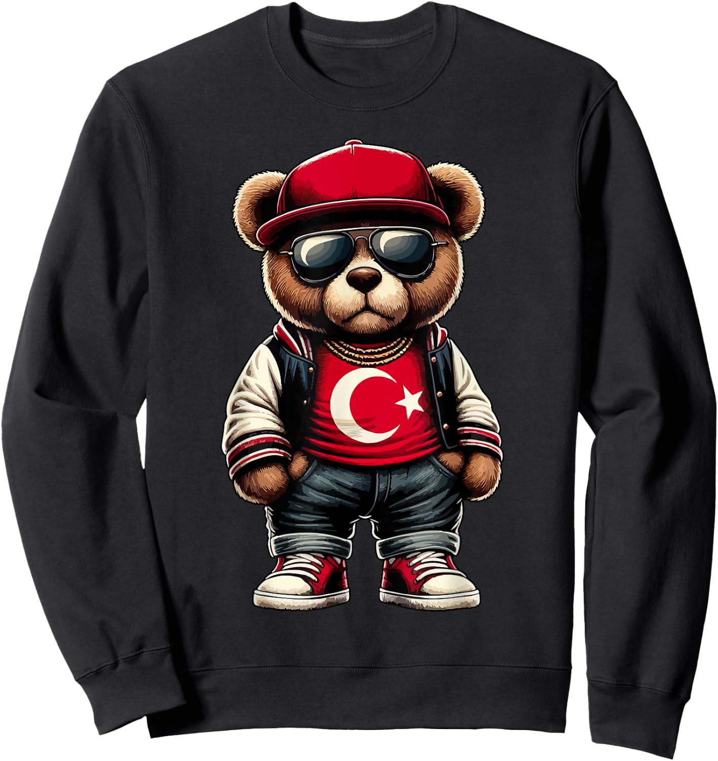 Cool Türkischer Teddybär Türkei Flagge Outfit Street Grafik Sweatshirt - Sweatshirt | Black