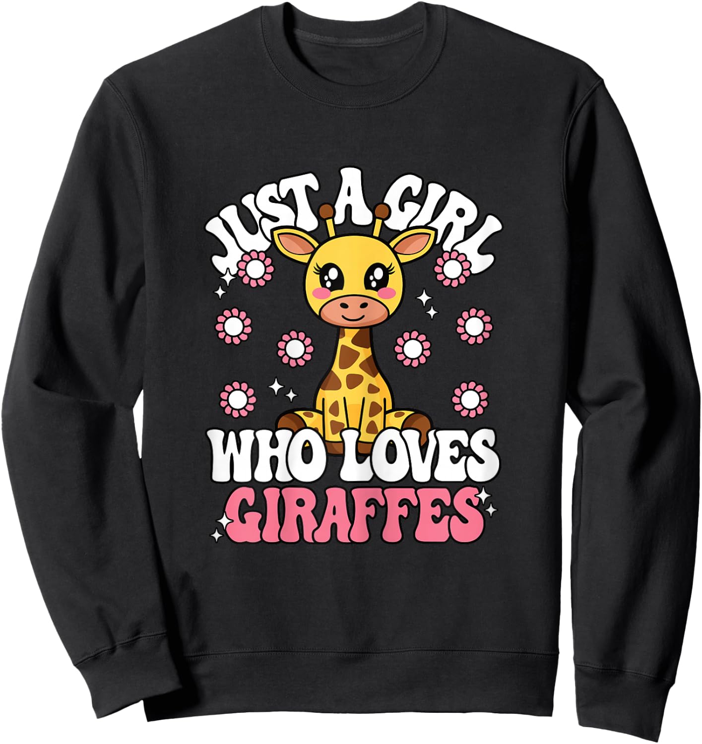 Just A Girl Who Loves Giraffes Cute Pink Wild Animal Kids Sweatshirt - Sweatshirt | Black