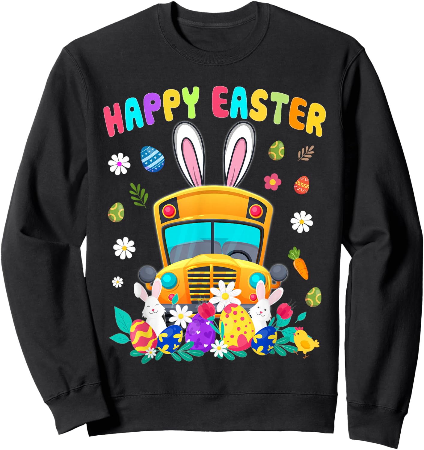 School Bus Driver Happy Easter Sweatshirt - Sweatshirt | Black