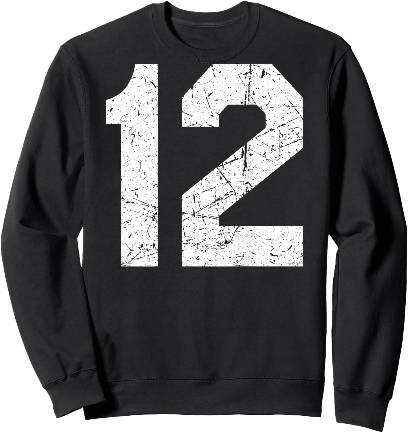 Jersey Uniform Number #12 Athletic, 12th Birthday Sweatshirt - Sweatshirt | Black