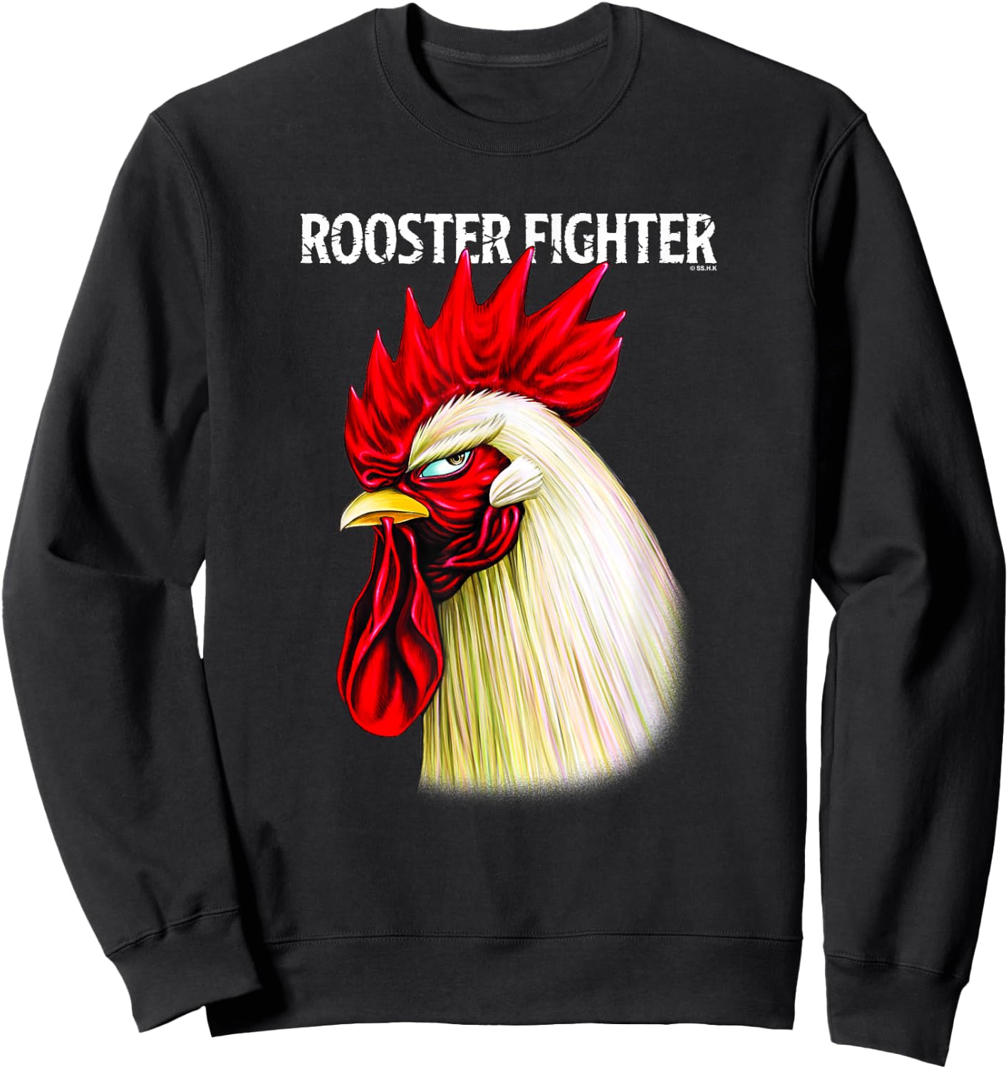 Rooster Fighter Keiji Side Profile Mean Mug Stare Down Sweatshirt - Sweatshirt | Black