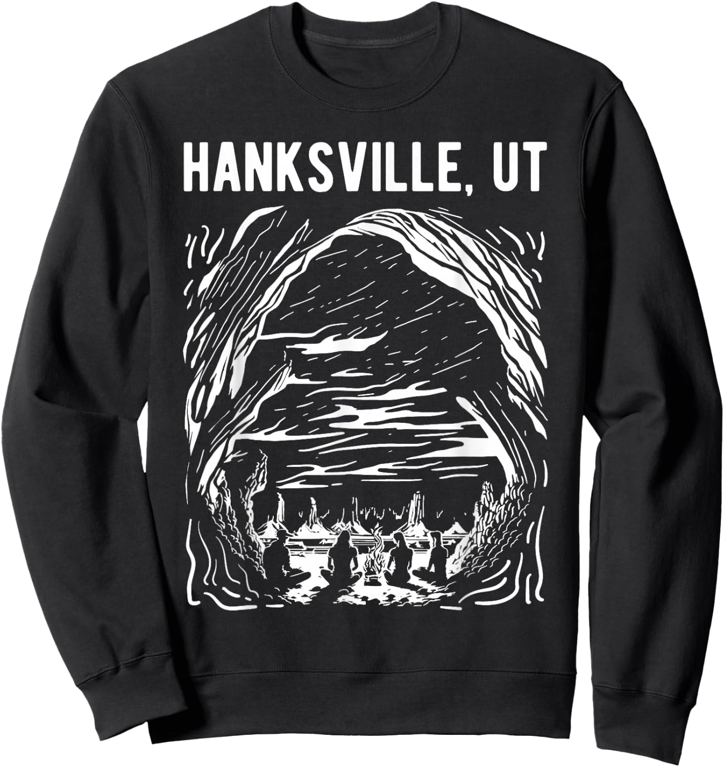 Hanksville Utah Campfire Scenic Design Sweatshirt - Sweatshirt | Black