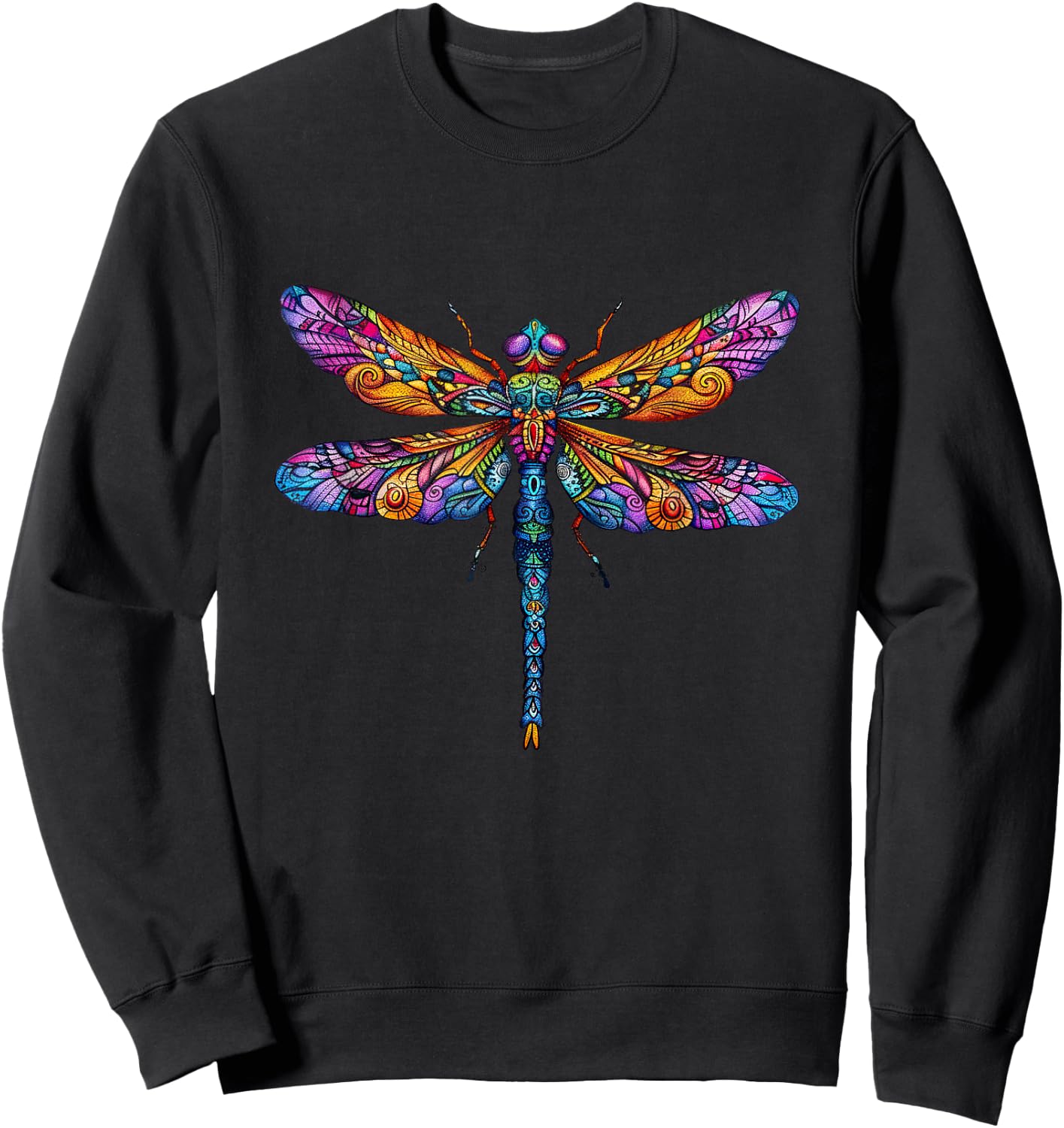 Colorful Dragonfly Splendor Sweatshirt - Sweatshirt | Black