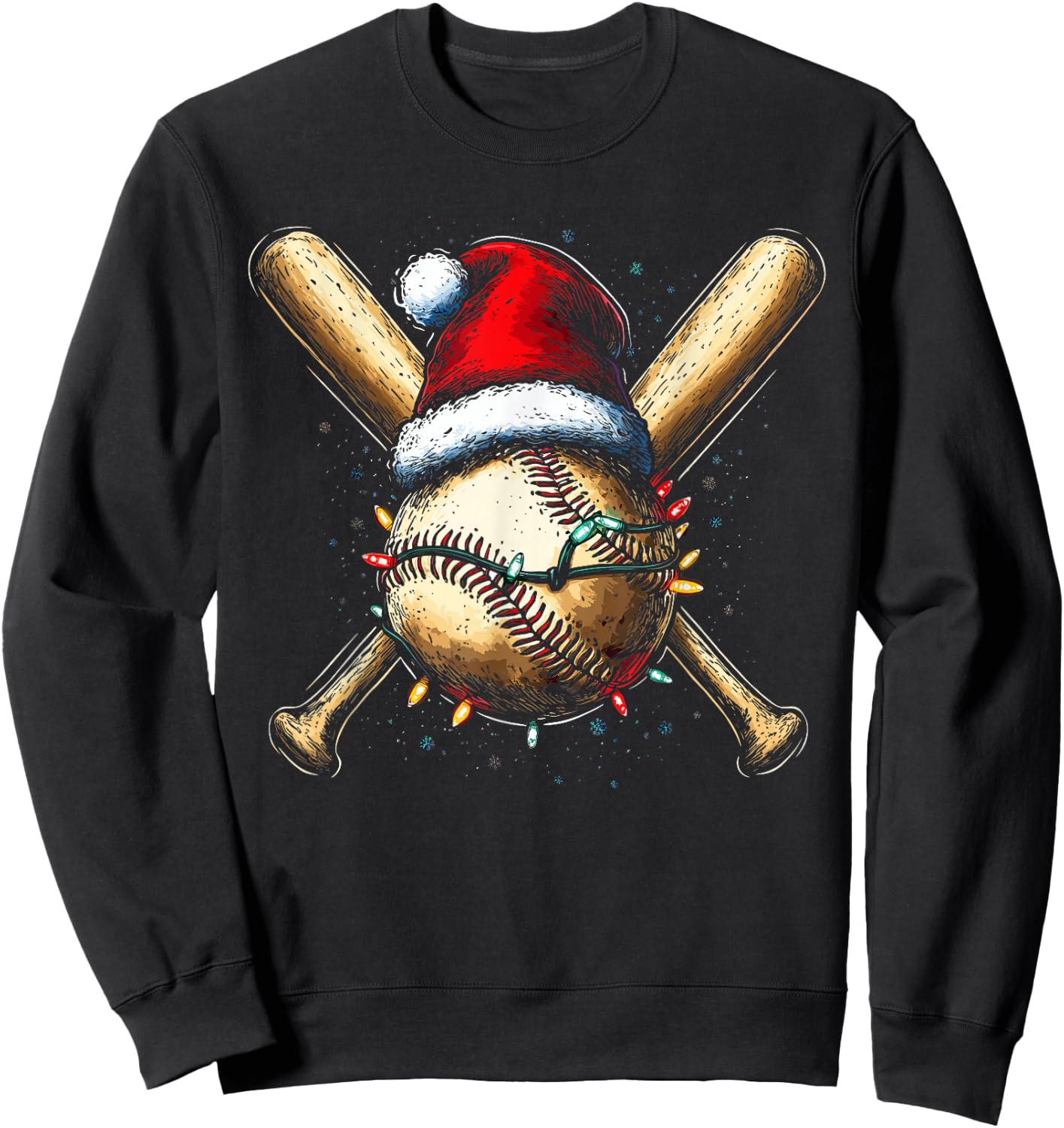 Christmas Baseball Pajama Xmas Santa Boys Girls Kids Sweatshirt - Sweatshirt | Black