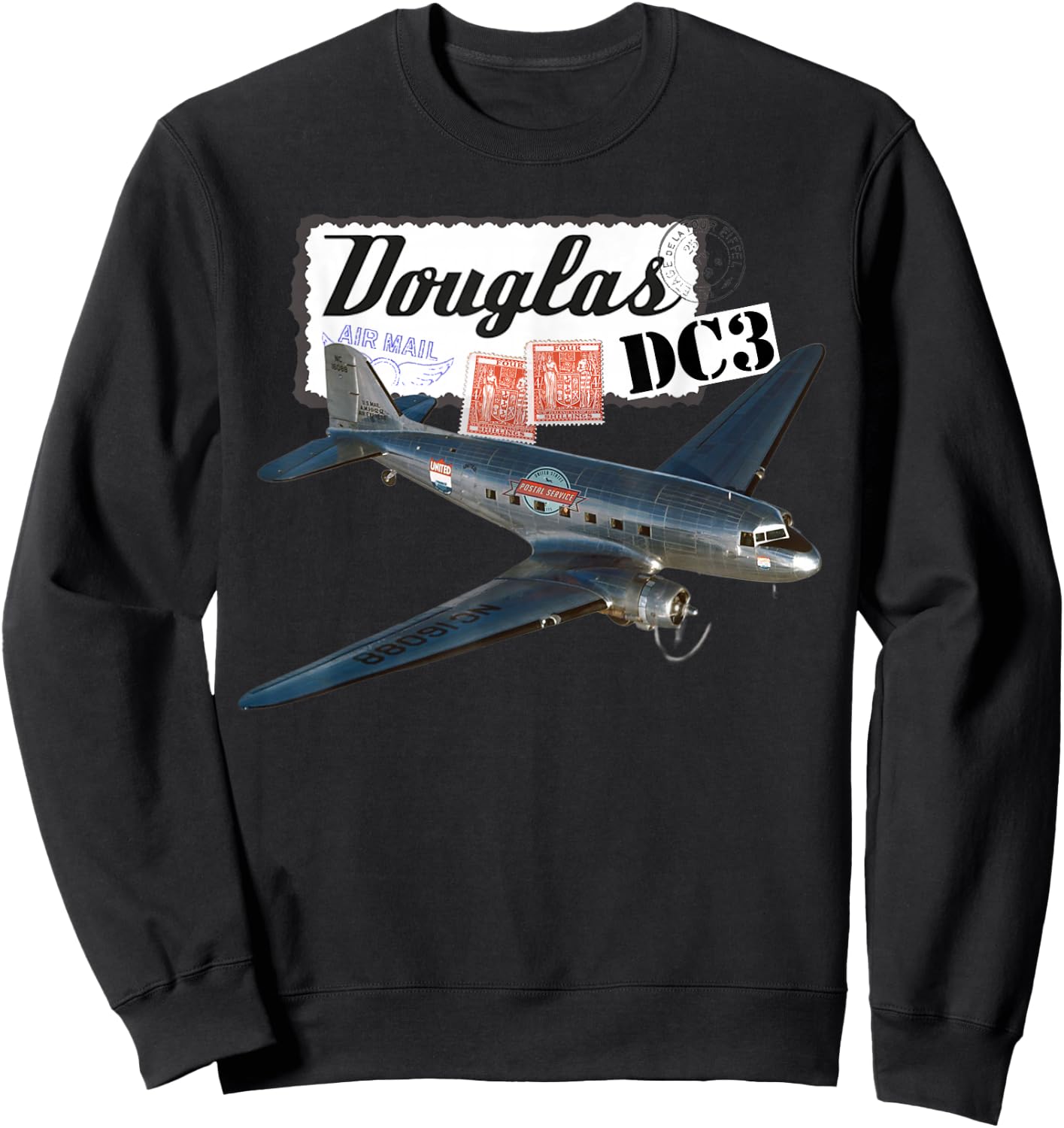 Douglas DC3 Flugzeug, Retro, Vintage, 1930er Jahre Sweatshirt - Sweatshirt | Black