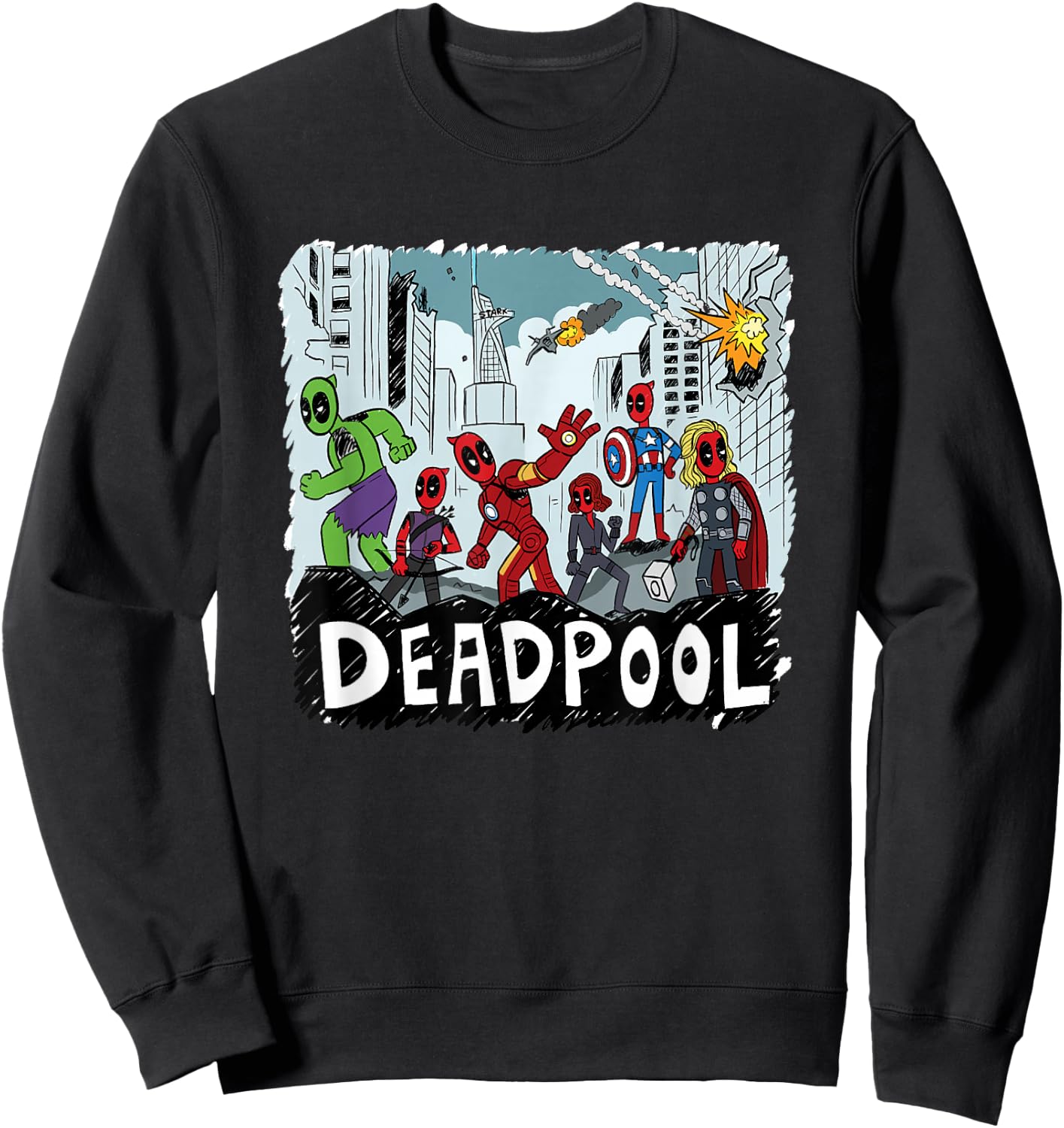 Marvel Deadpool & Wolverine Deadpool Avengers Assemble! Sweatshirt - Sweatshirt | Black
