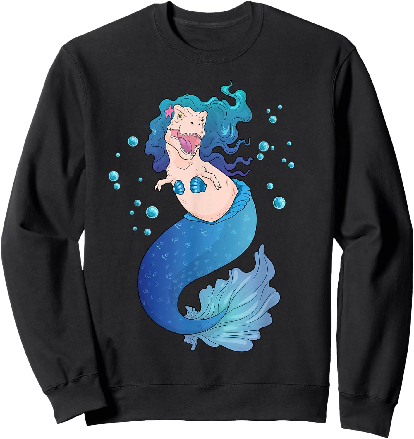 Mermaid Dinosaur Shirt Mermsaurus T-Rex Funny Sea Rex Sweatshirt - Sweatshirt | Black