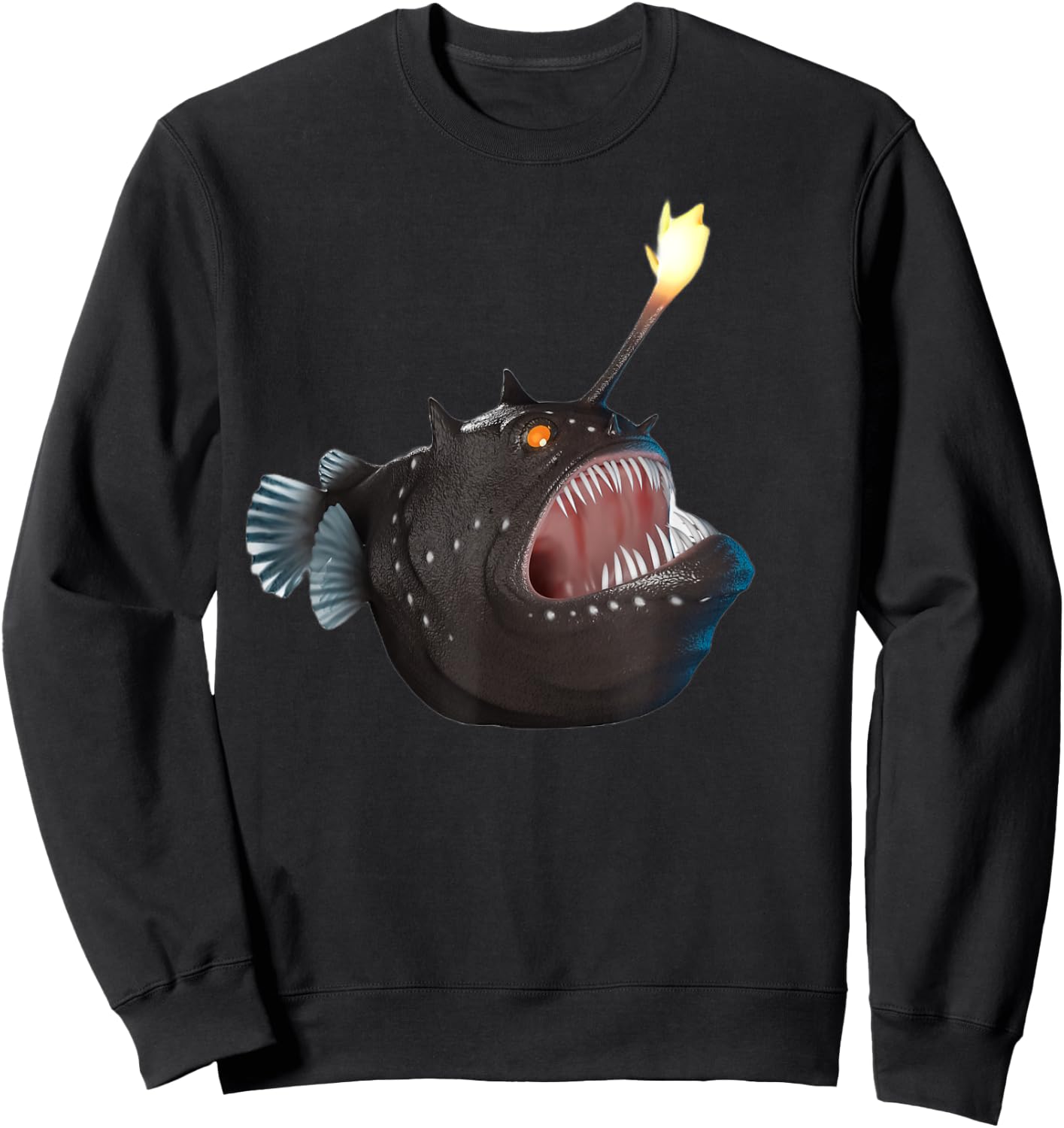 realistic Anglerfish Creatures Deep Sea Monster Angler Fish Sweatshirt - Sweatshirt | Black