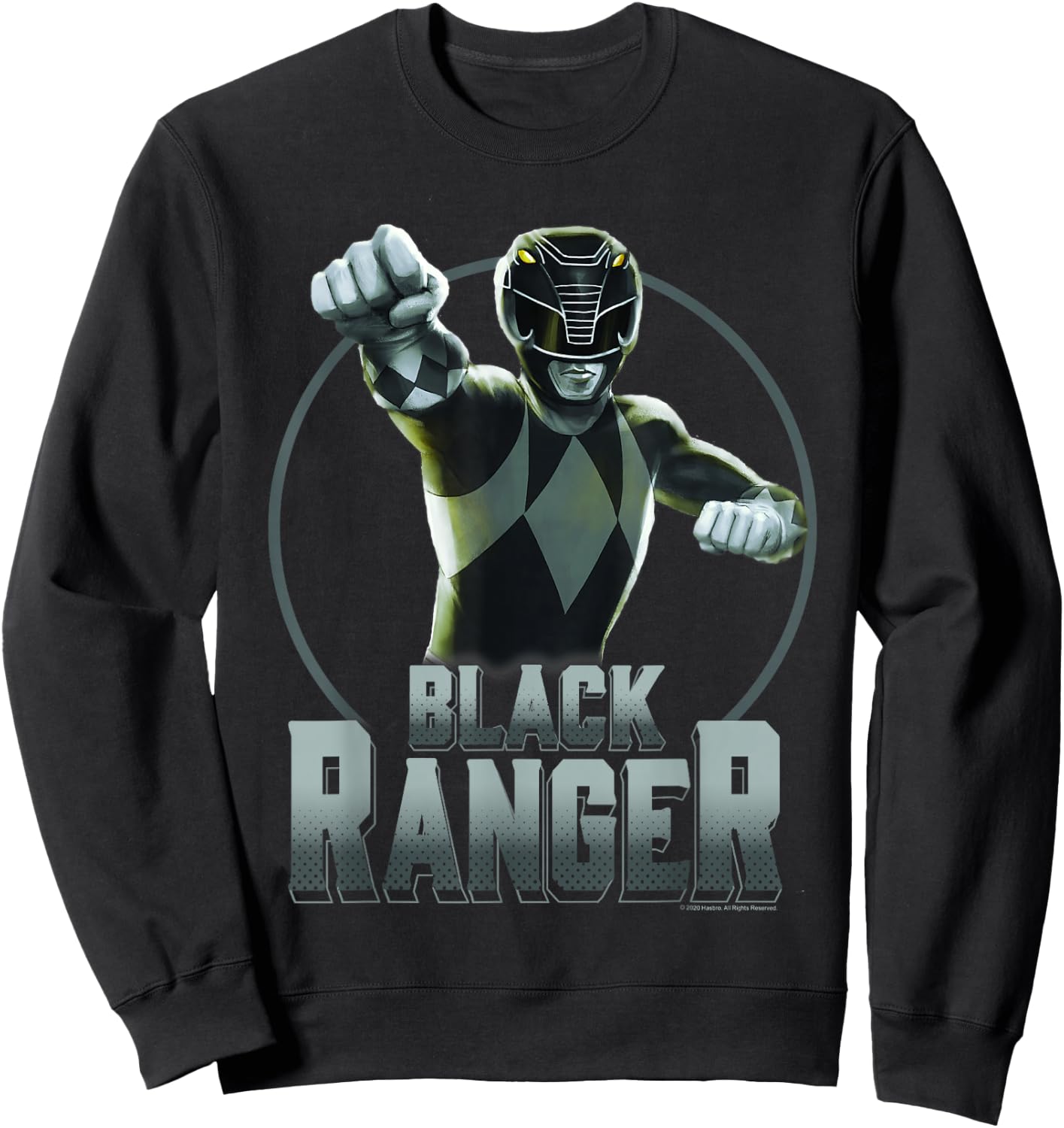 Power Rangers Black Ranger Karate Action Circle Portrait V2 Sweatshirt - Sweatshirt | Black