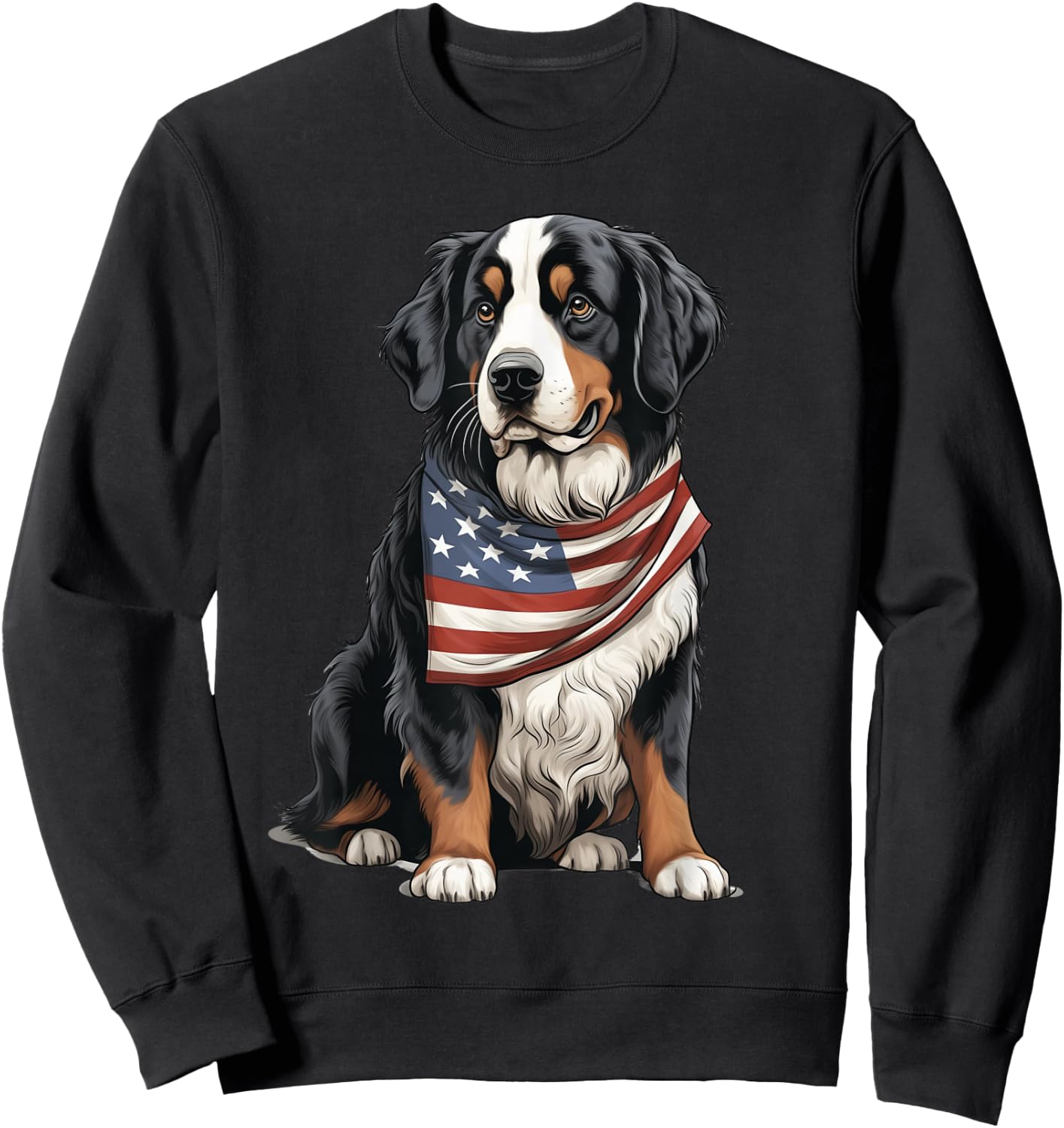Berner US Flag Bernese Mountain Dog Owner Mom Dad Men Women Sweatshirt - Sweatshirt | Black