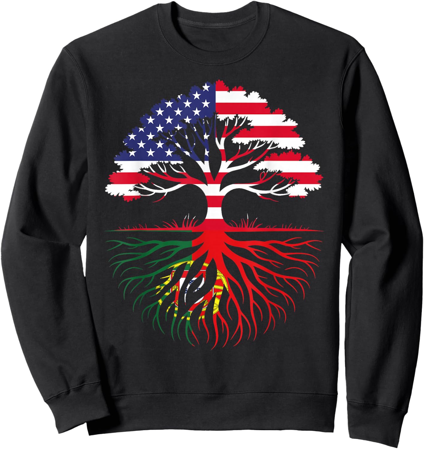 American Grown Portuguese Roots Flag Heritage Sweatshirt - Sweatshirt | Black
