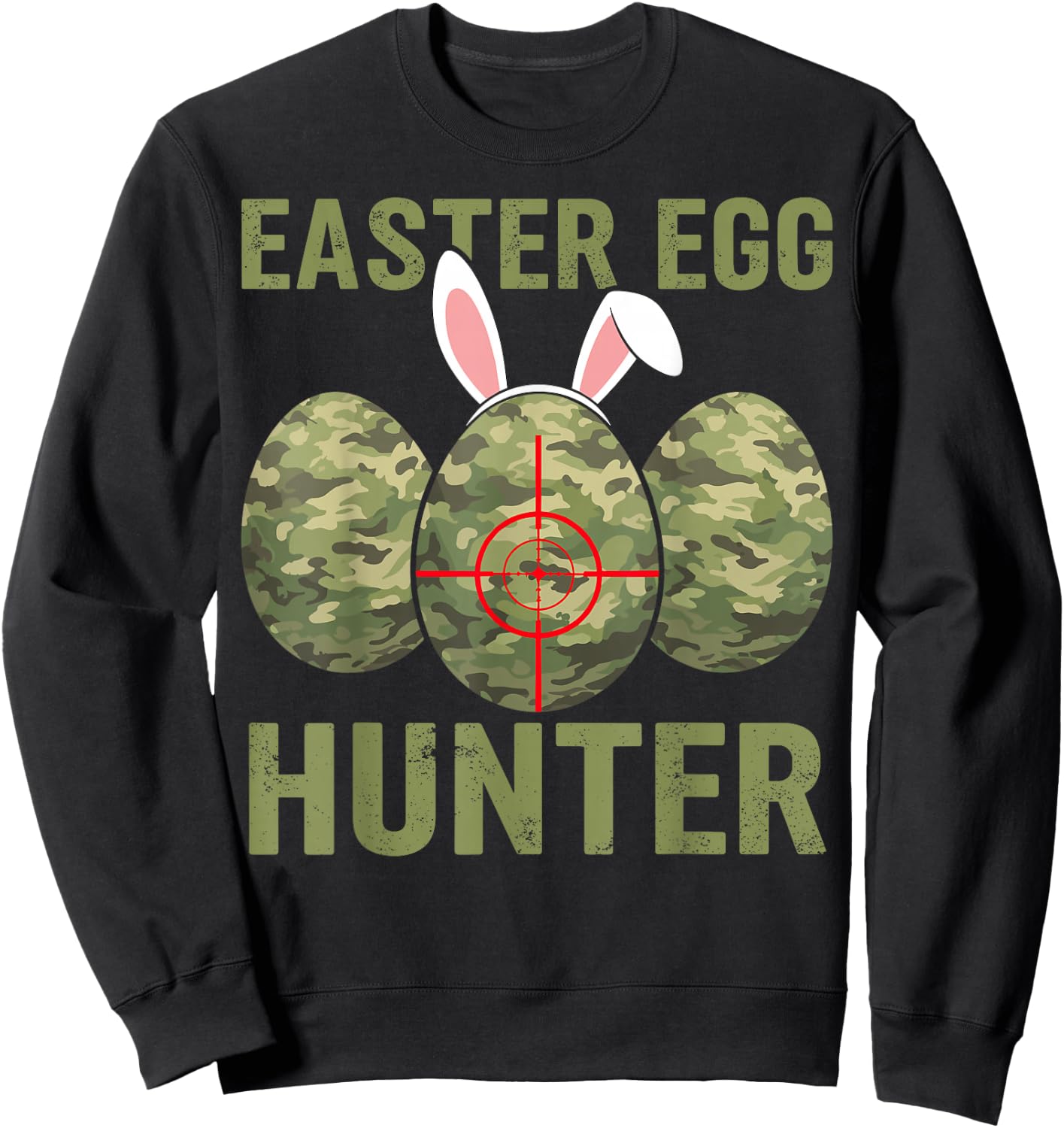 Easter Egg Hunter Camo Hunting Boys Girls Kids Toddler Funny Sweatshirt - Sweatshirt | Black
