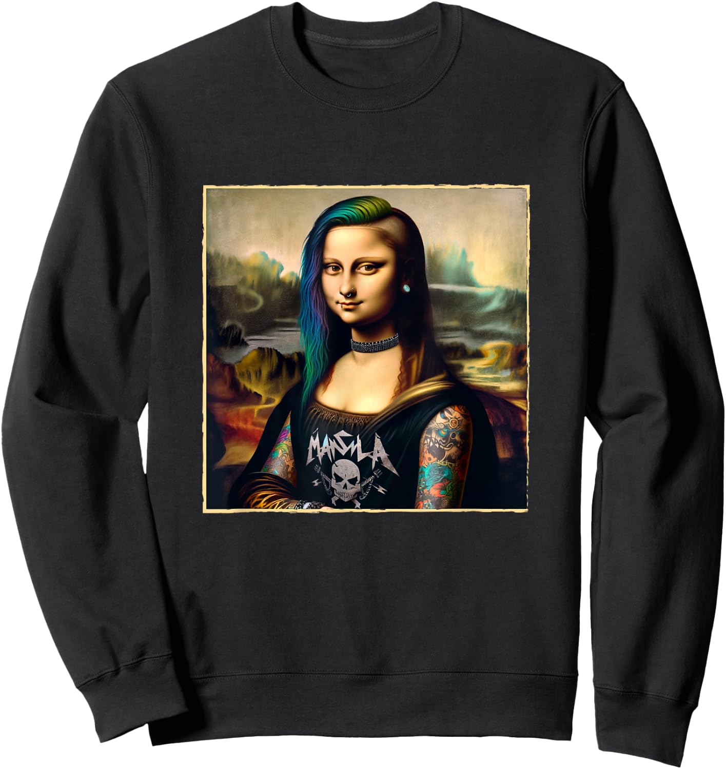 Graphic Design Metalcore Mona Lisa Bold Deathcore Vocalist , Black, S Sweatshirt - Sweatshirt | Black