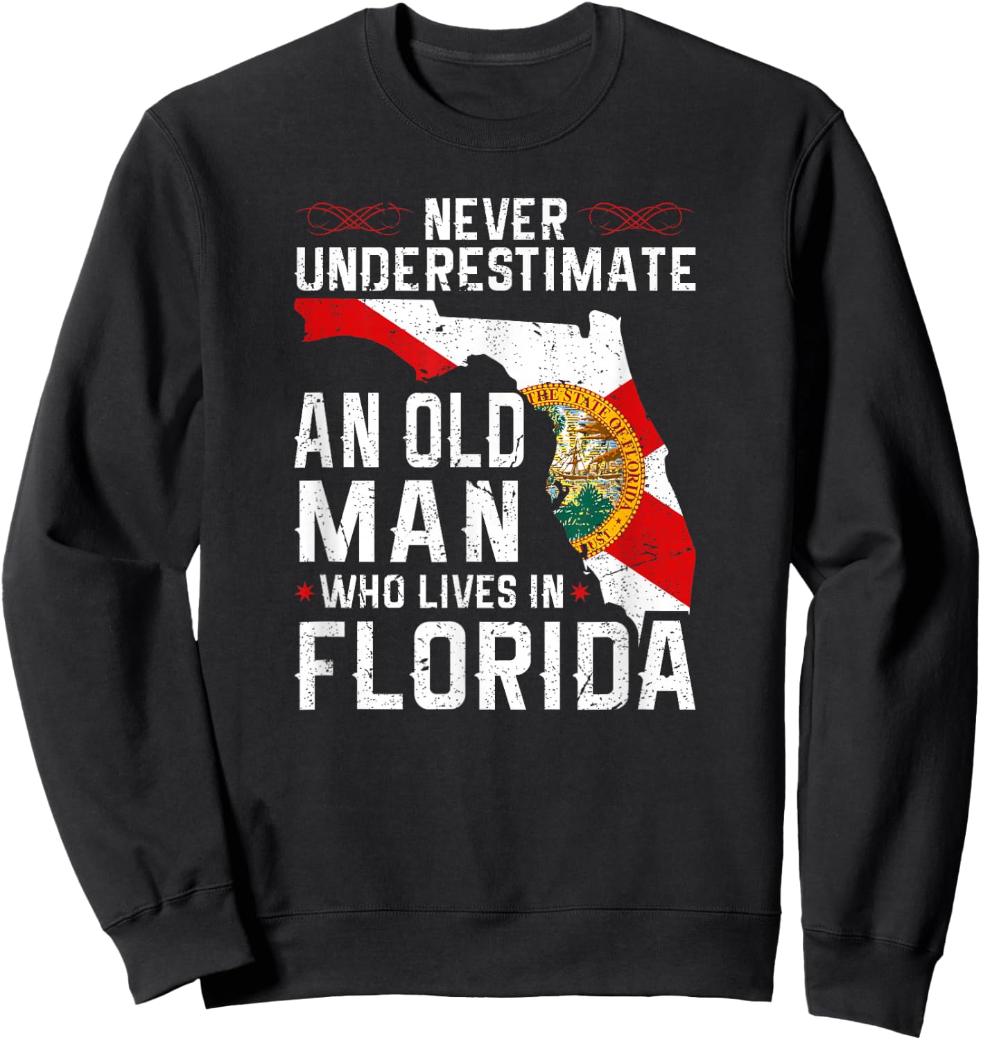 Flag Florida Home Old Man Flo Grown Sweatshirt - Sweatshirt | Black