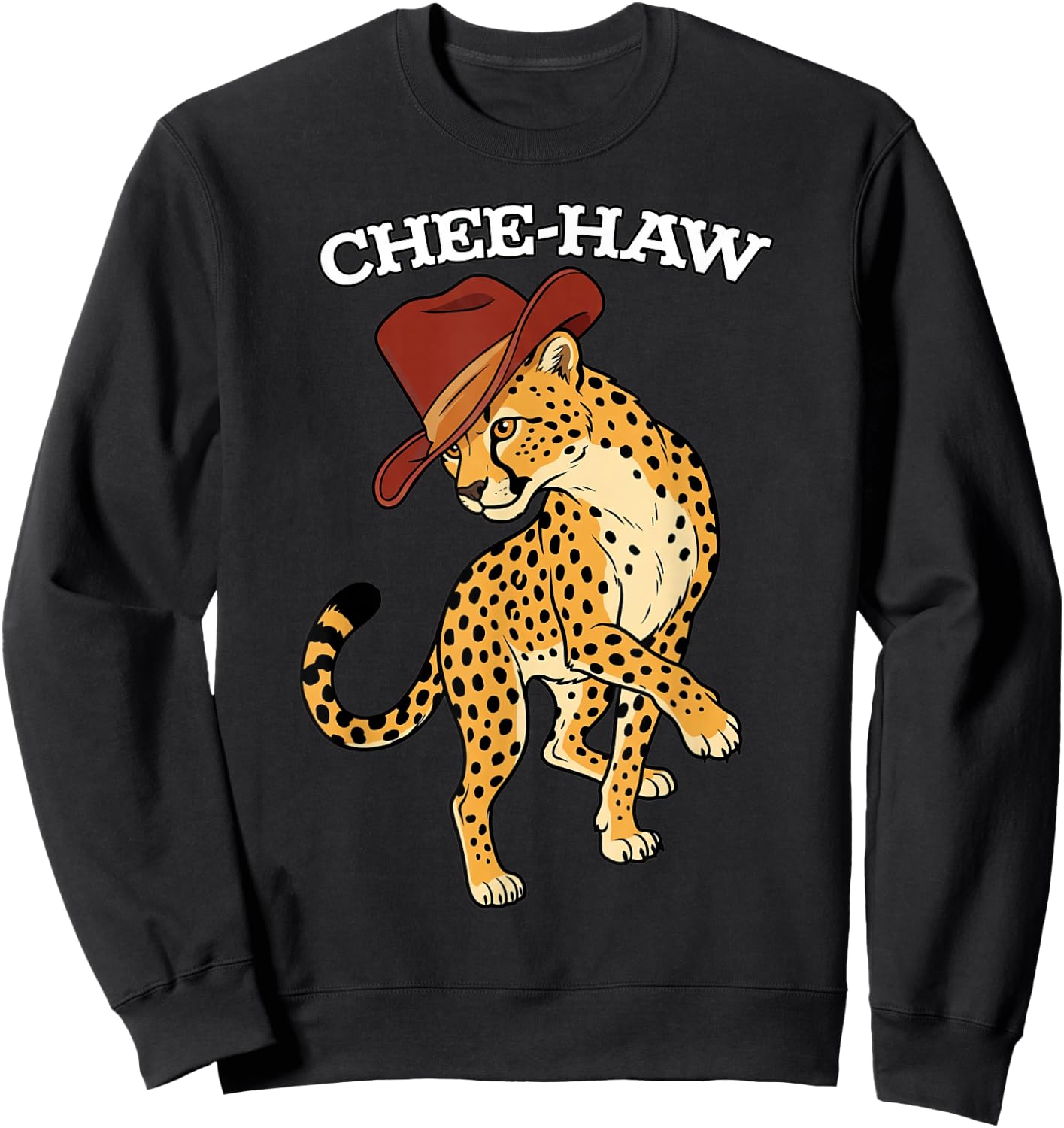Chee-Haw Cheetah Cowboy Hat Country Lover Sweatshirt - Sweatshirt | Black