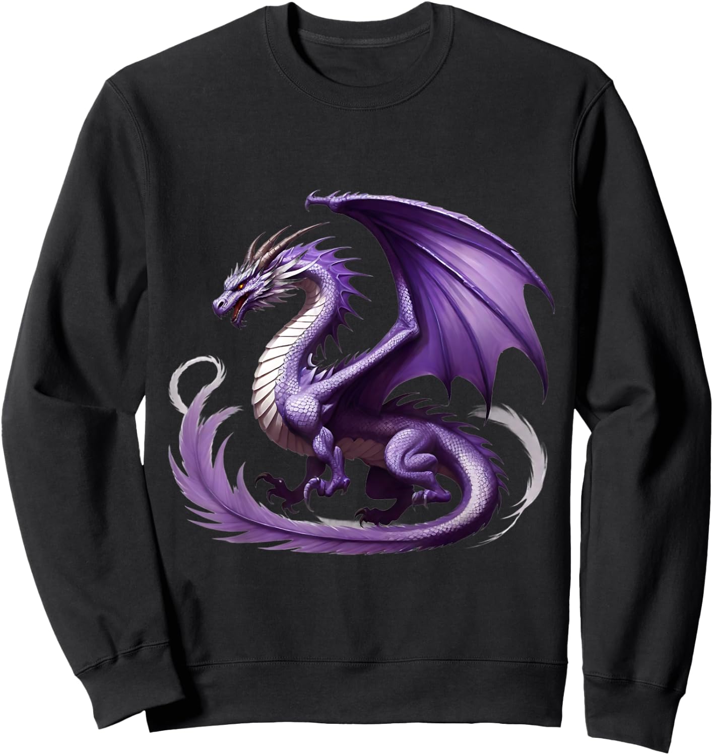 Flying Mythical Creature Cool Dragon Flame-Spewing Dragon Sweatshirt - Sweatshirt | Black