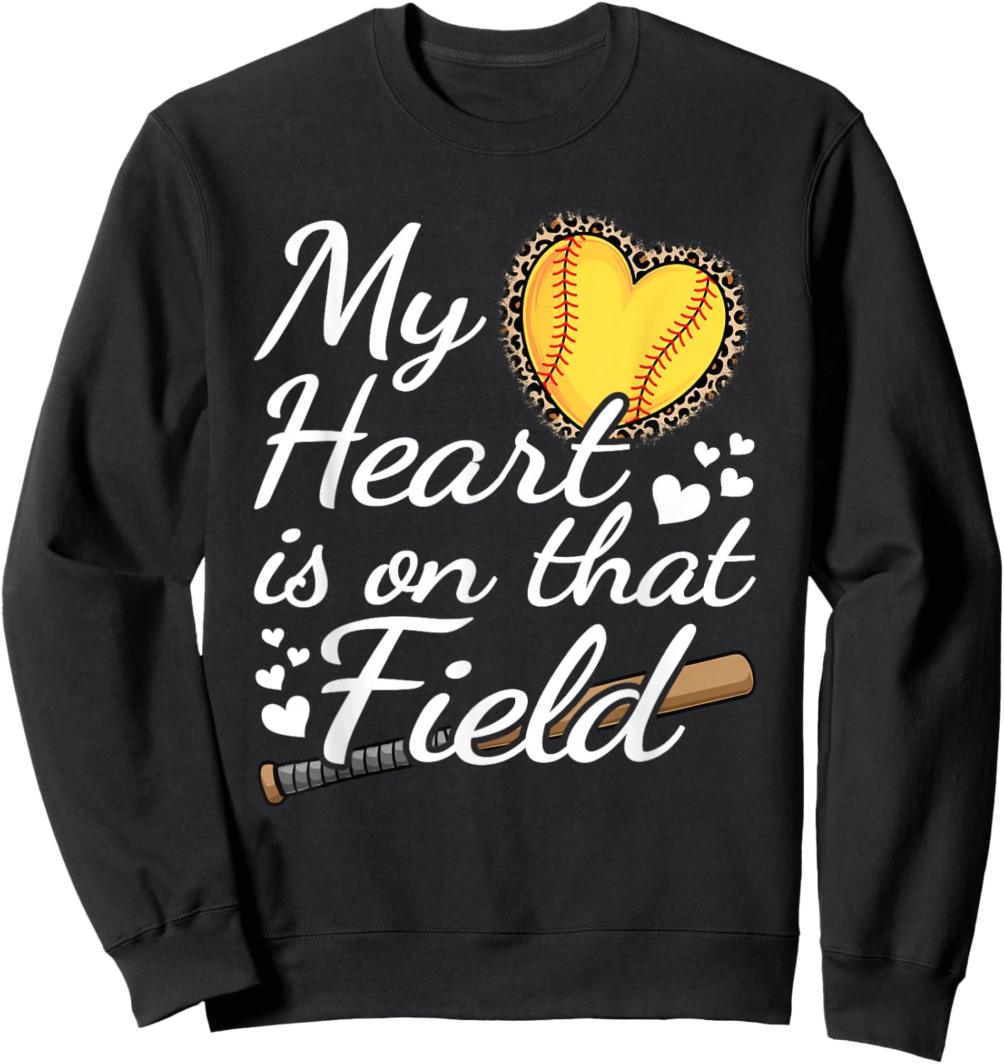 My Heart Is On That Field Cute Softball Mom Grandma Women Sweatshirt - Sweatshirt | Black