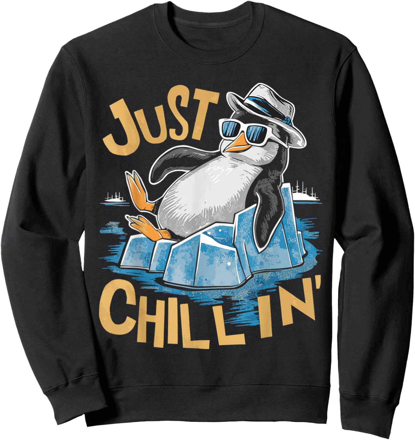 Just Chillin Penguin Sweatshirt - Sweatshirt | Black