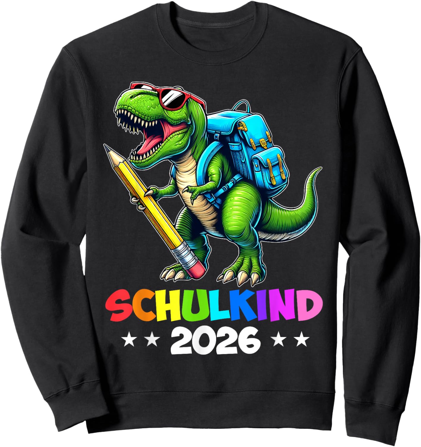 Schulkind 2026 Dino T Rex Boys Dinosaur School , black Sweatshirt - Sweatshirt | Black