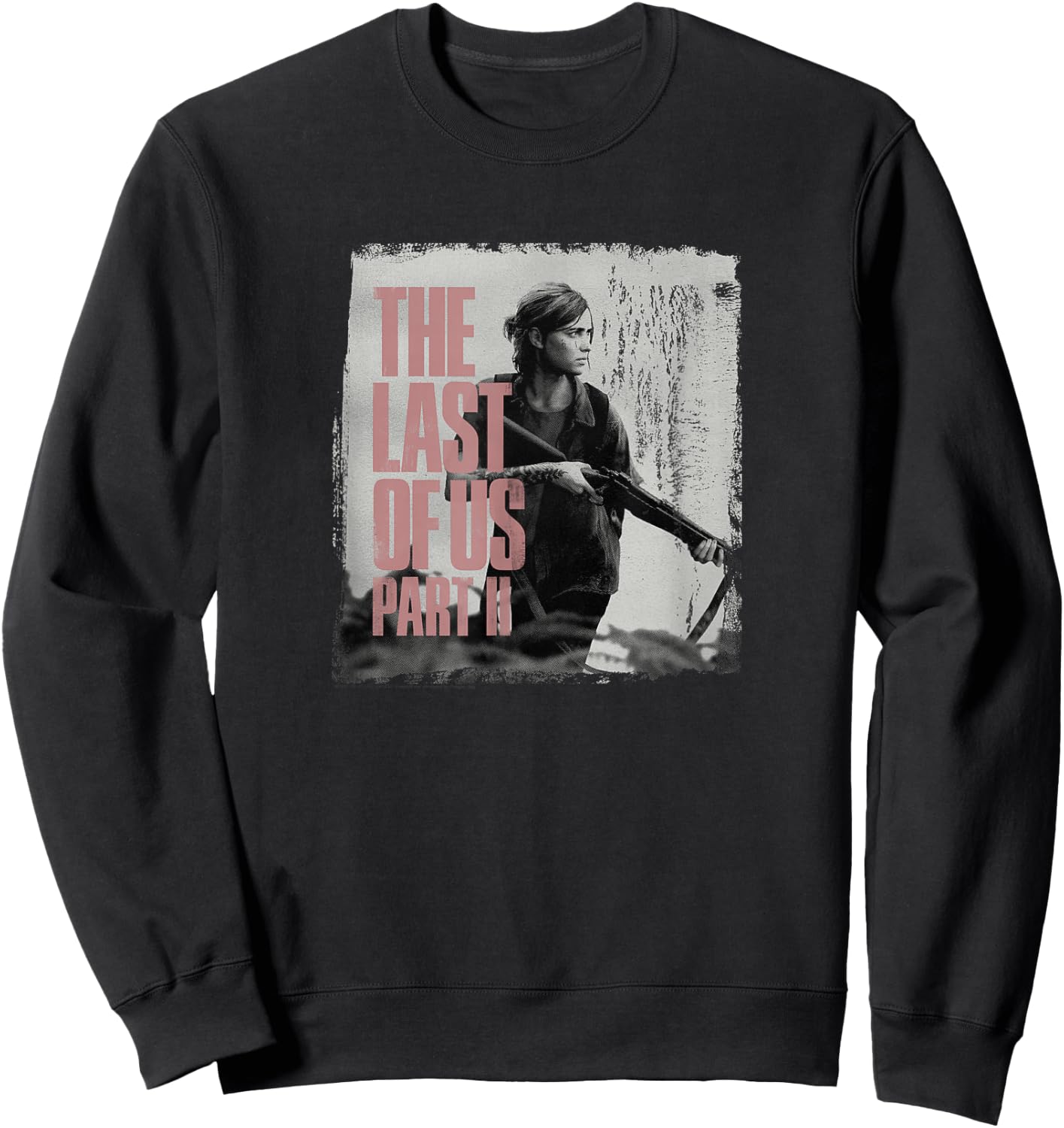 The Last of Us" Ellie & Rifle - Black, Classic Fit, Adult, Short Sleeve Sweatshirt - Sweatshirt | Black