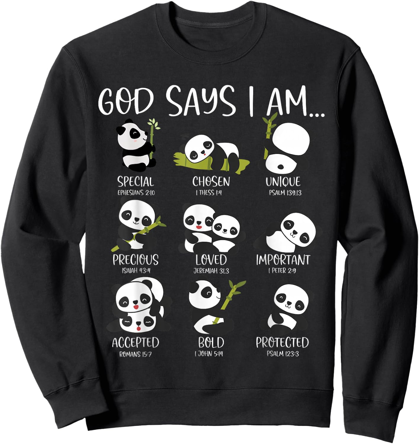 God Say I Am Cute Anime Panda Bible Quotes Sweatshirt - Sweatshirt | Black