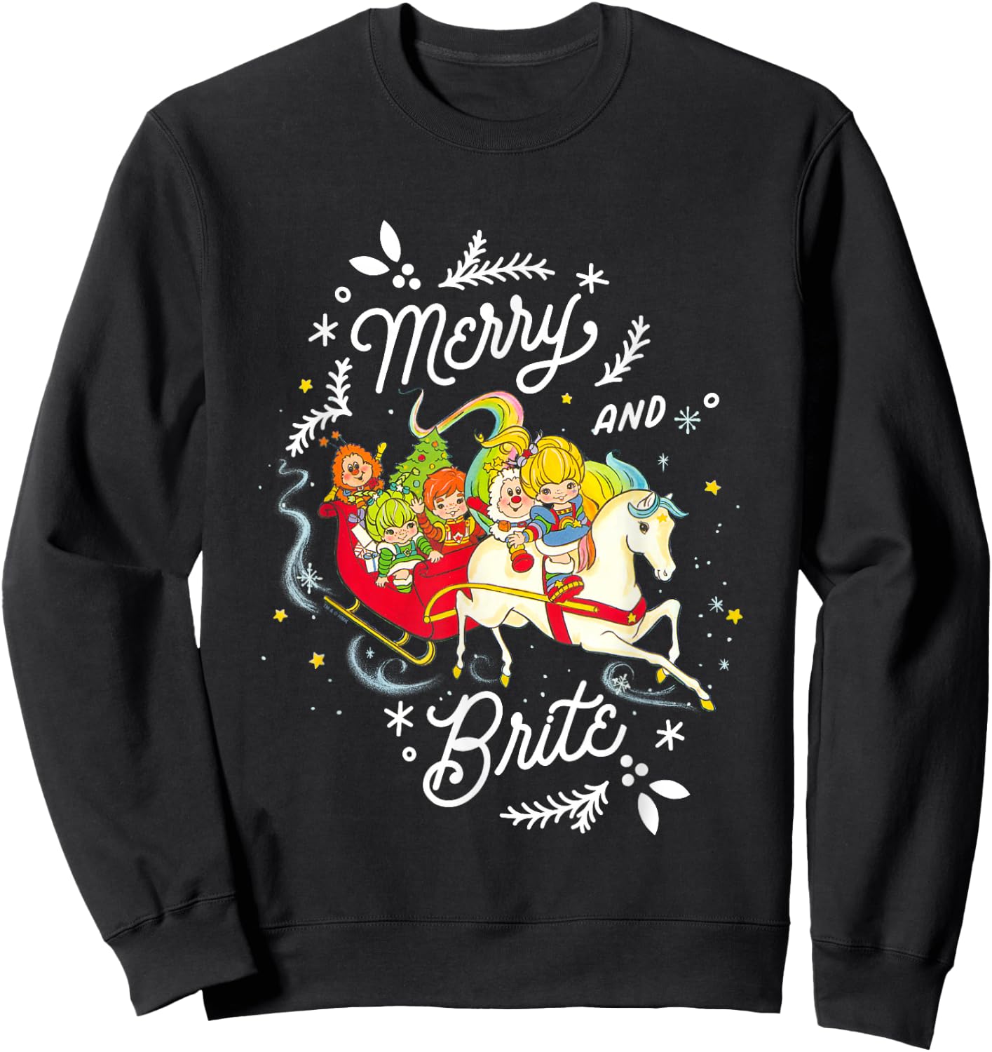 Rainbow Brite Christmas Merry & Brite Sleigh Ride Sweatshirt - Sweatshirt | Black