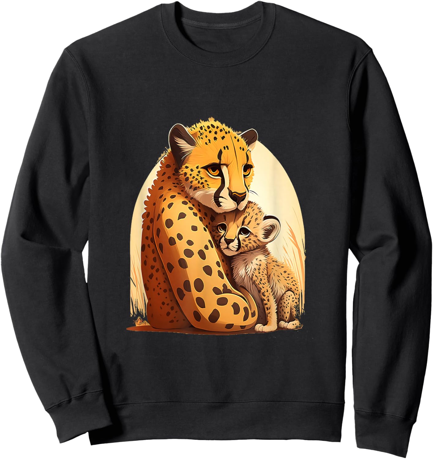 Zookeeping Mother Animal Lover Mom And Baby Cheetah Sweatshirt - Sweatshirt | Black