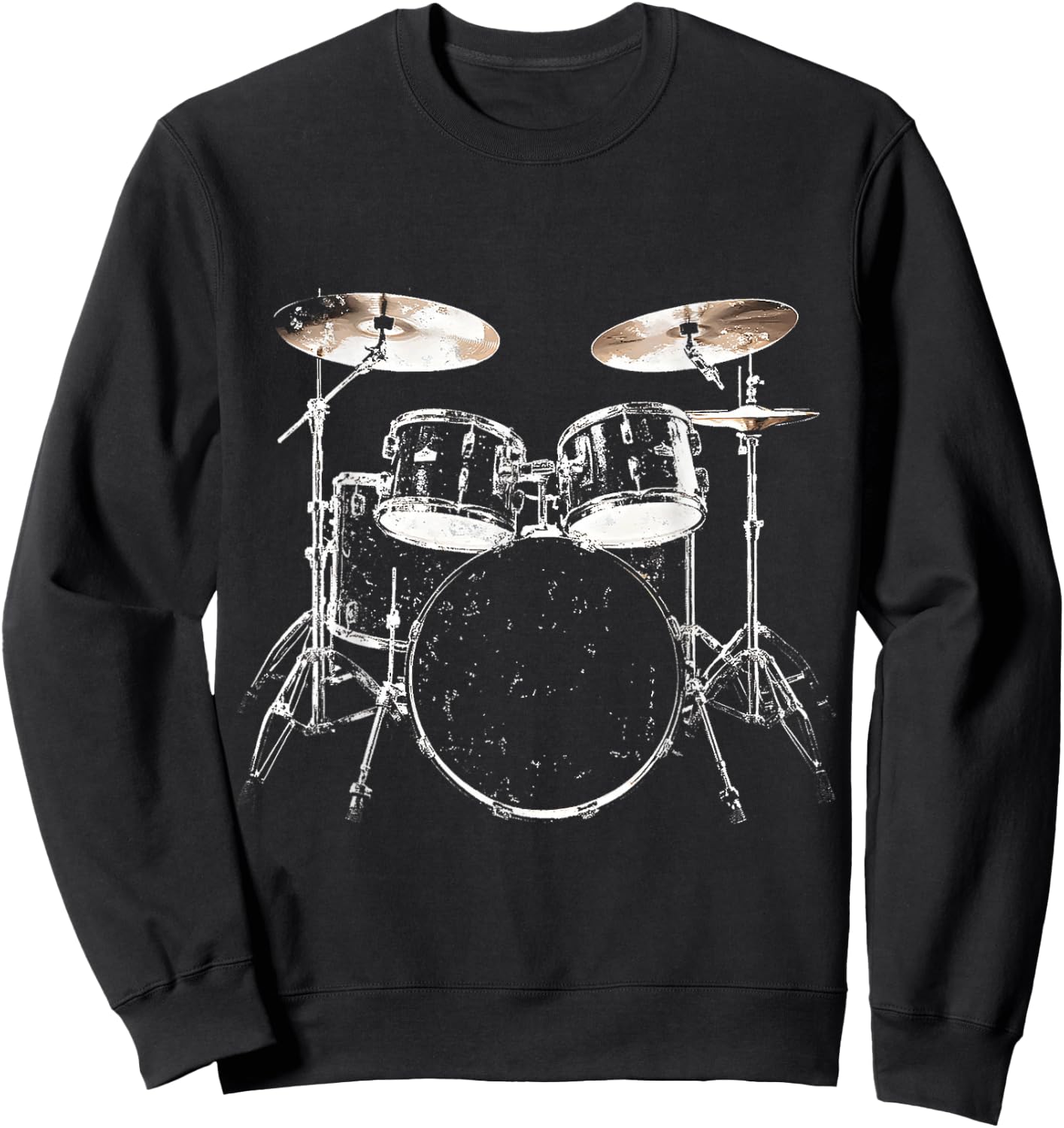 Drumset Music Instrument Motif Illustration Drumset Sweatshirt - Sweatshirt | Black