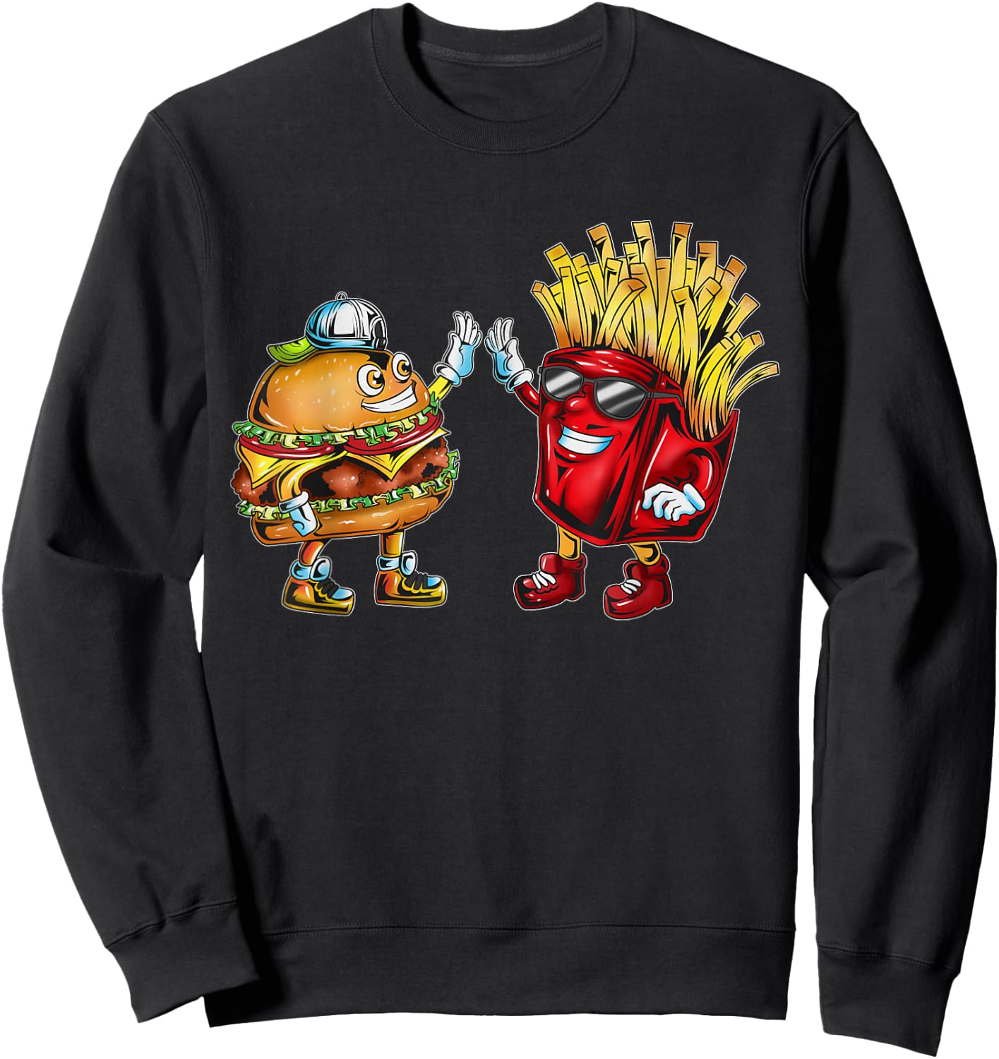 Freunde Pommes Fastfood Hamburger Kids Erwachsene Burger Sweatshirt - Sweatshirt | Black