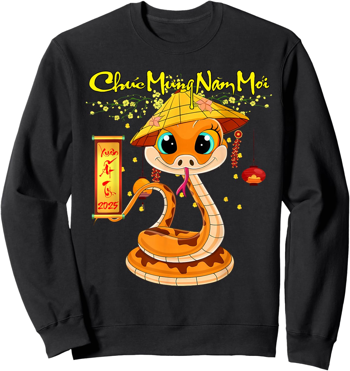 Tet 2025 Chuc Mung Nam Moi Happy Lunar New Year Vietnamese Sweatshirt - Sweatshirt | Black