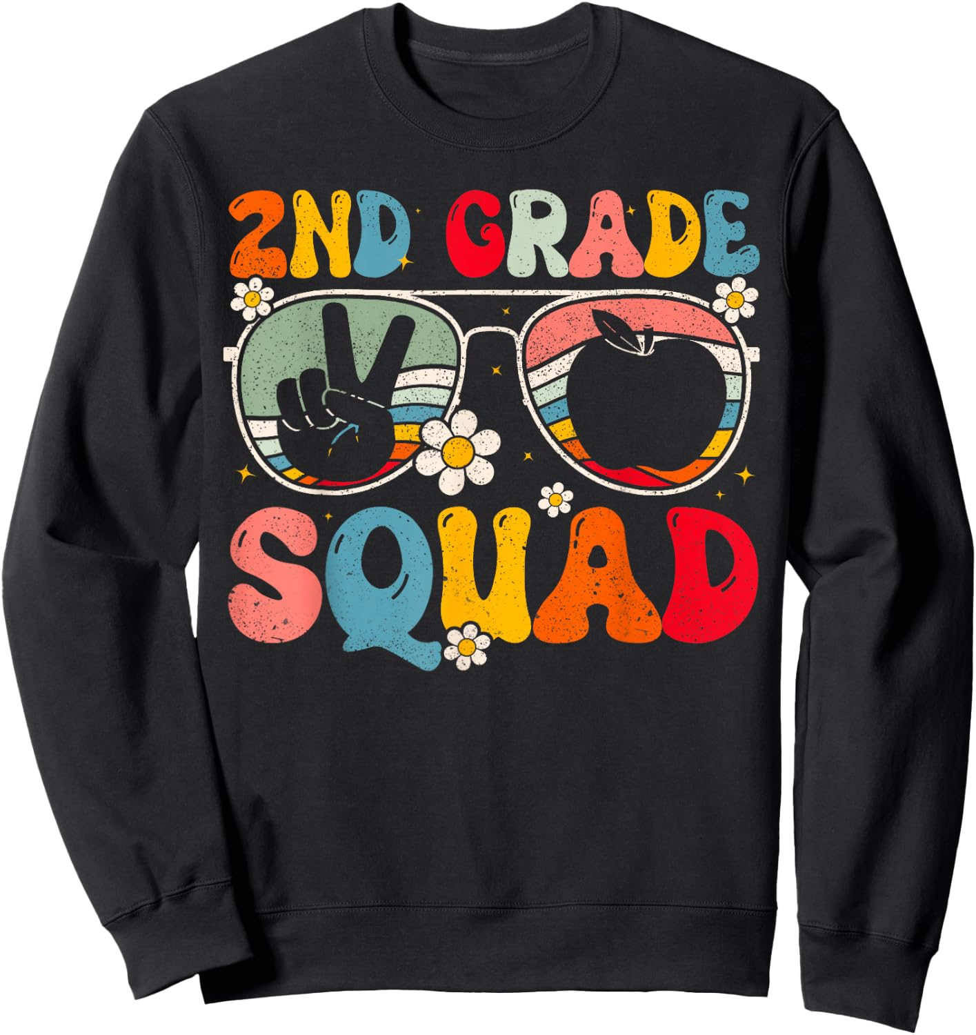 2nd Grade Squad Second Grade Teacher Student Back To School Sweatshirt - Sweatshirt | Black