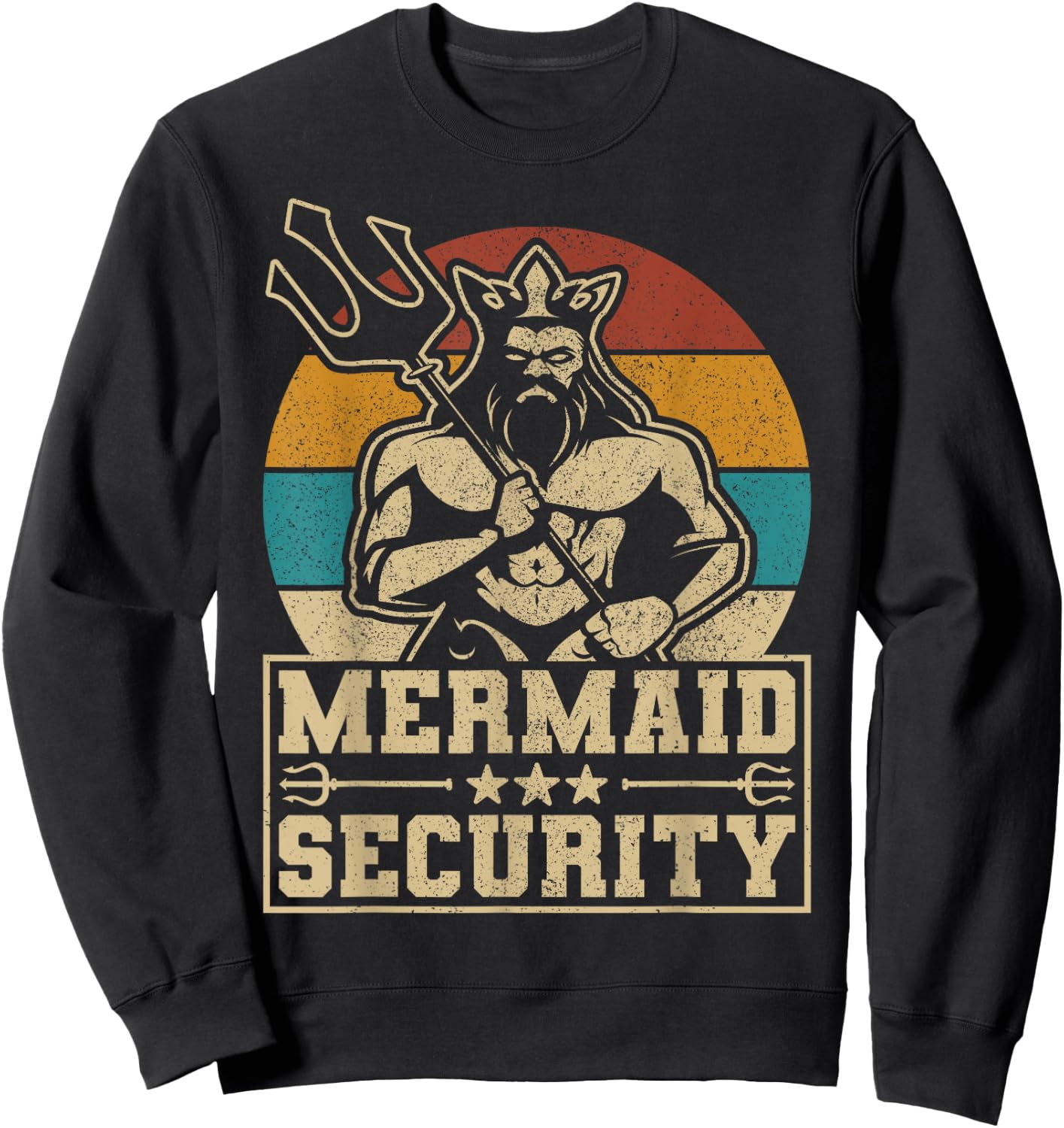 Mermaid Security Bday Costume Merman Birthday Party Outfit Sweatshirt - Sweatshirt | Black