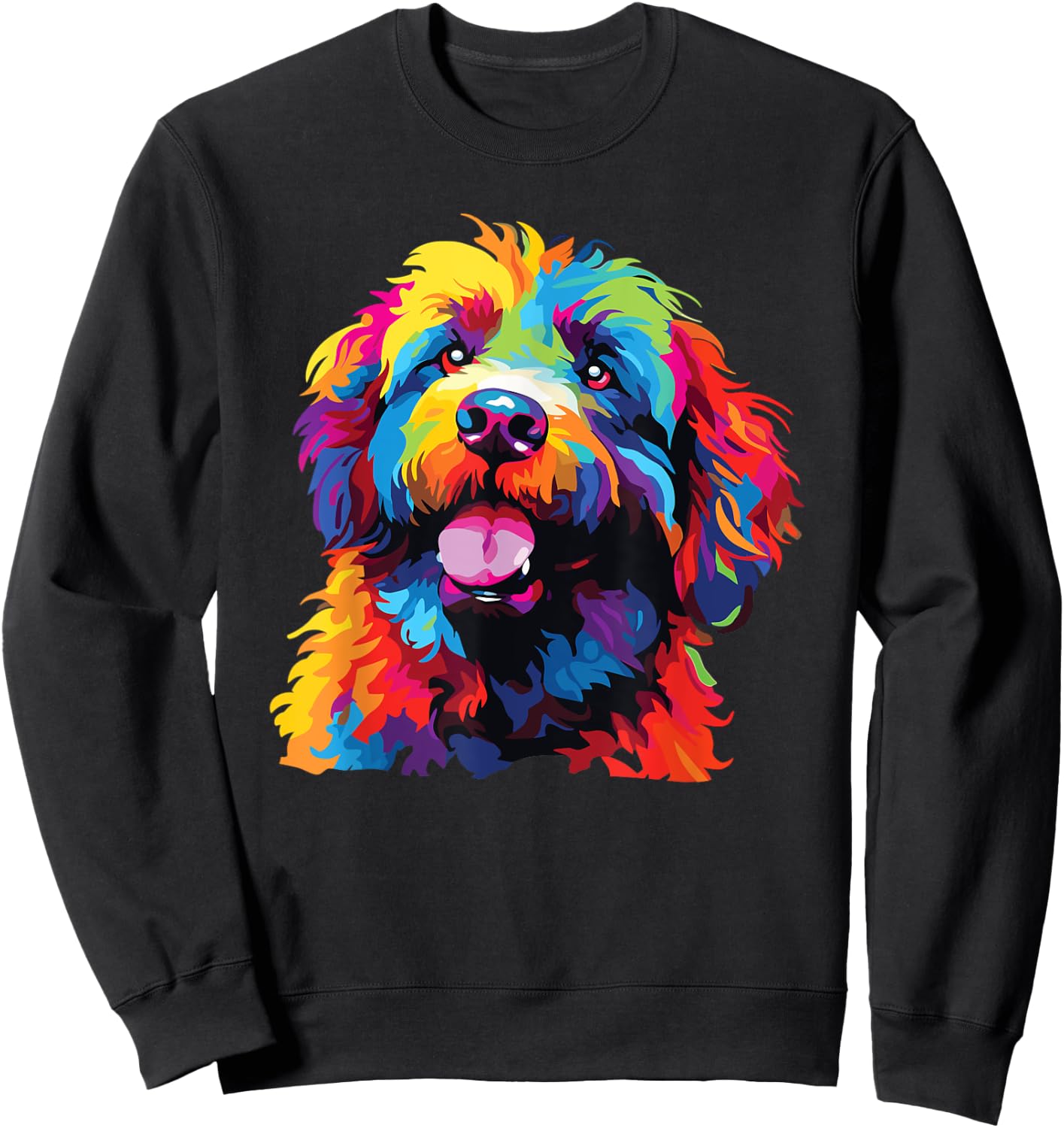 Watercolor Colorful Barbet Dog Sweatshirt - Sweatshirt | Black