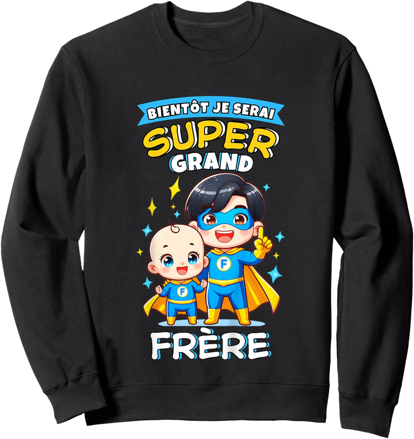 Child Future Big Brother Announcement Pregnancy Big Brother Super Hero , Blue, 2 Sweatshirt - Sweatshirt | Black
